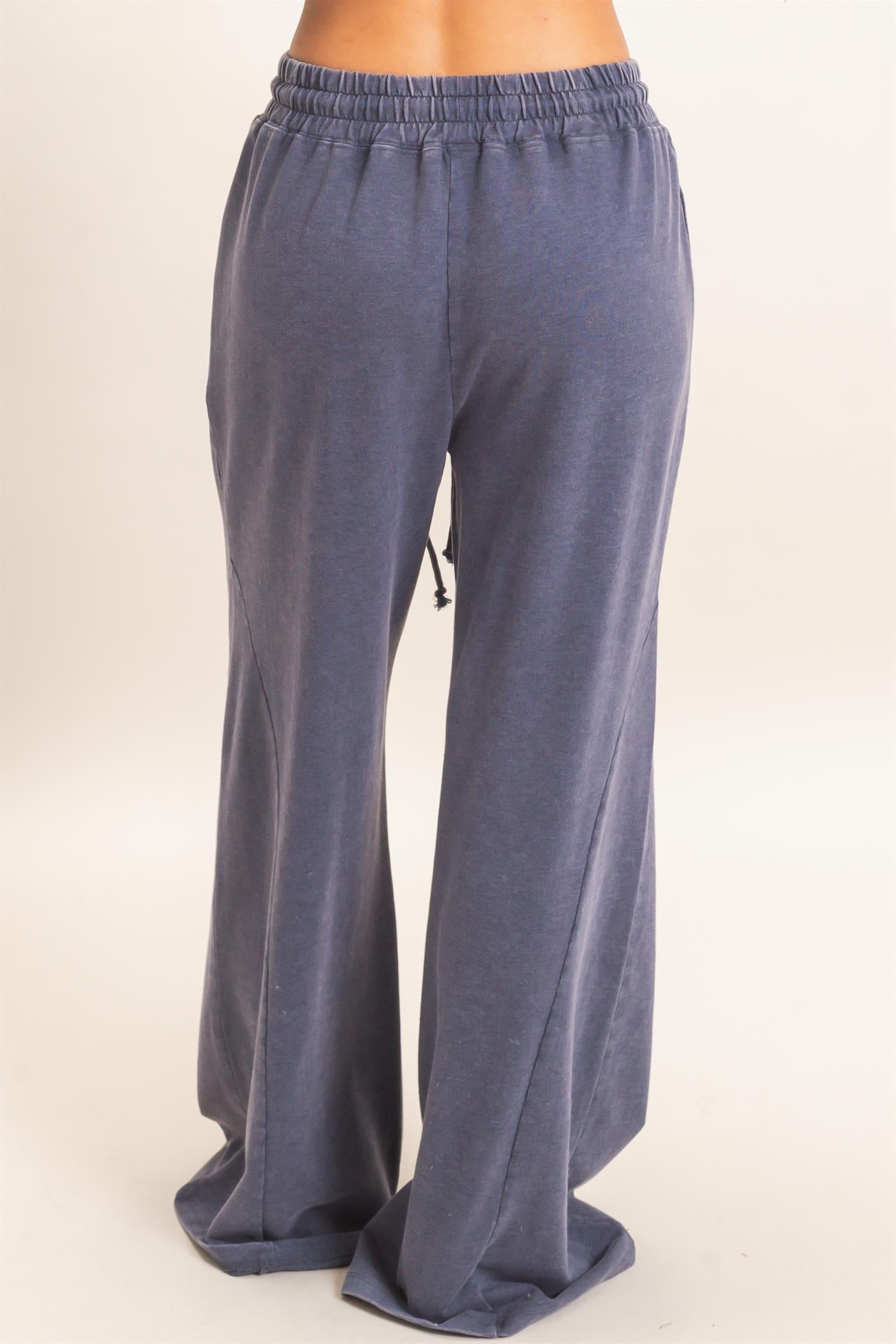 Wholesale Mineral Washed Wide Leg Pants Pants DZ26F082 NAVY DOUBLE ZERO
