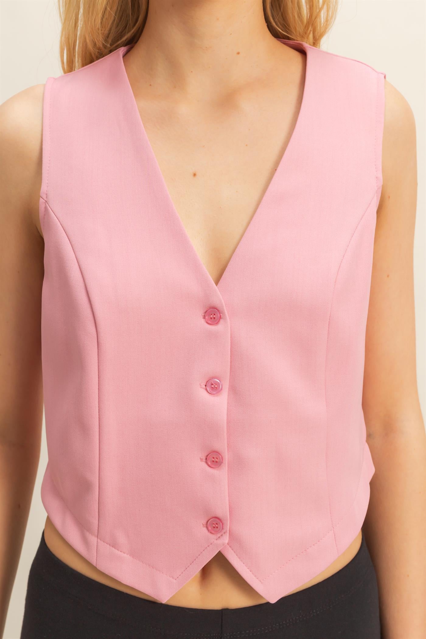 Wholesale Chic Sleeveless Vest Clothing Tops HF25C893 PINK HYFVE