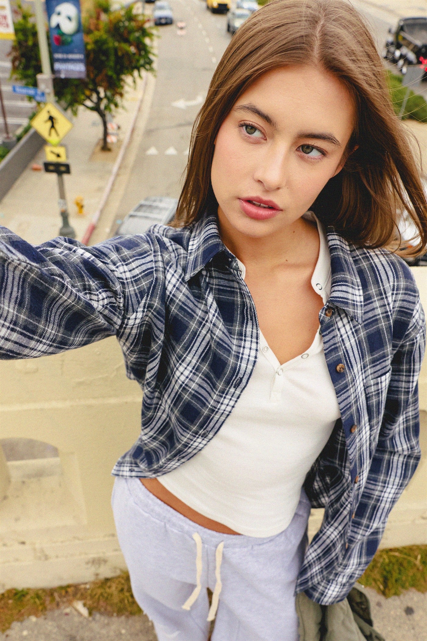 Wholesale Plaid Long Sleeve Shirt Shirts DZ26F275 NAVY DOUBLE ZERO