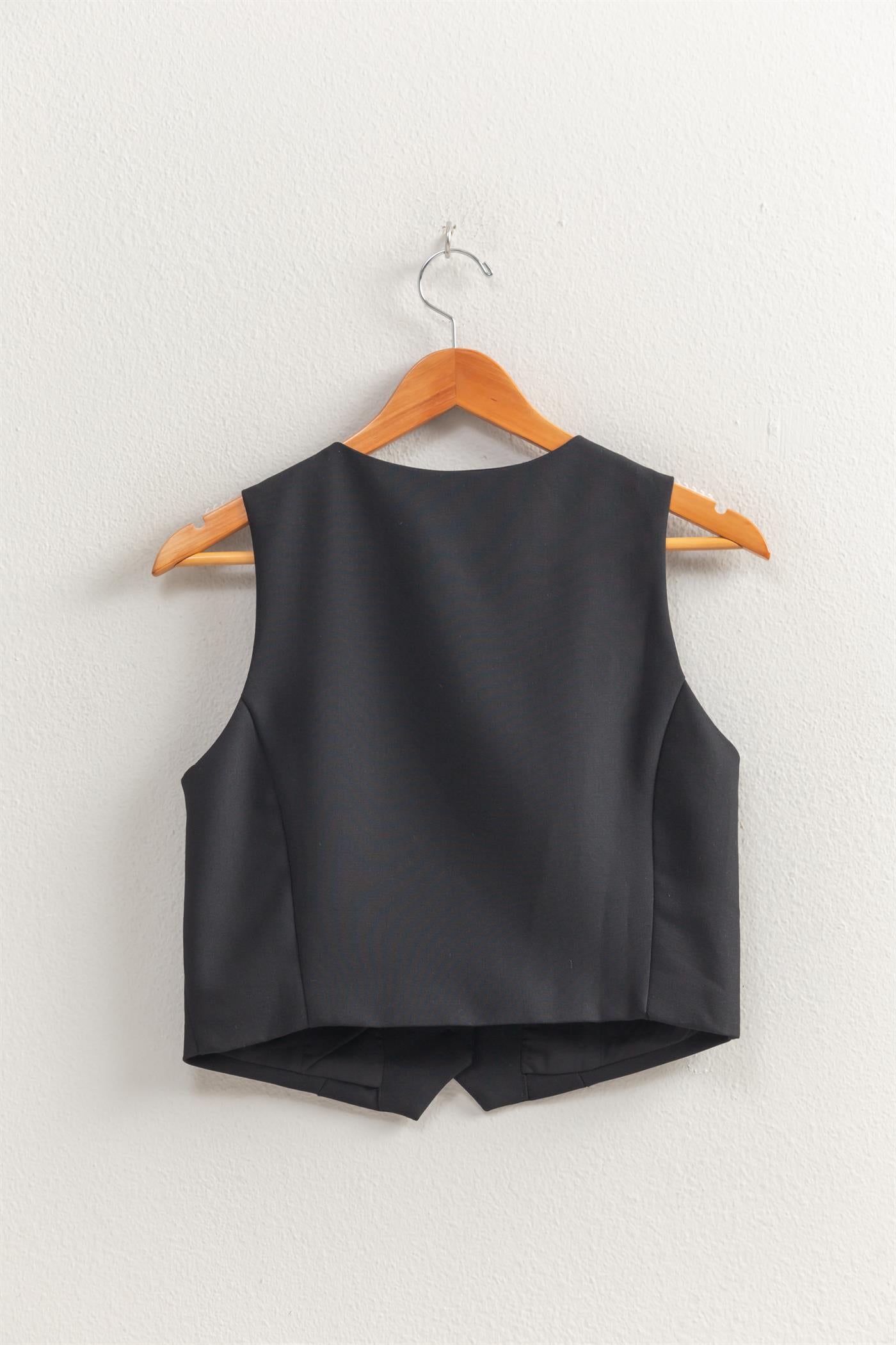 Wholesale Tailored Button-Down Vest Vests DZ25E126 BLACK DOUBLE ZERO