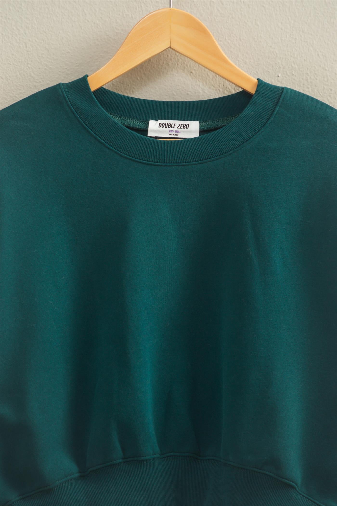 Wholesale Everyday Long Sleeve Cropped Sweatshirt Sweatshirts DZ25E415 DEEP GREEN DOUBLE ZERO