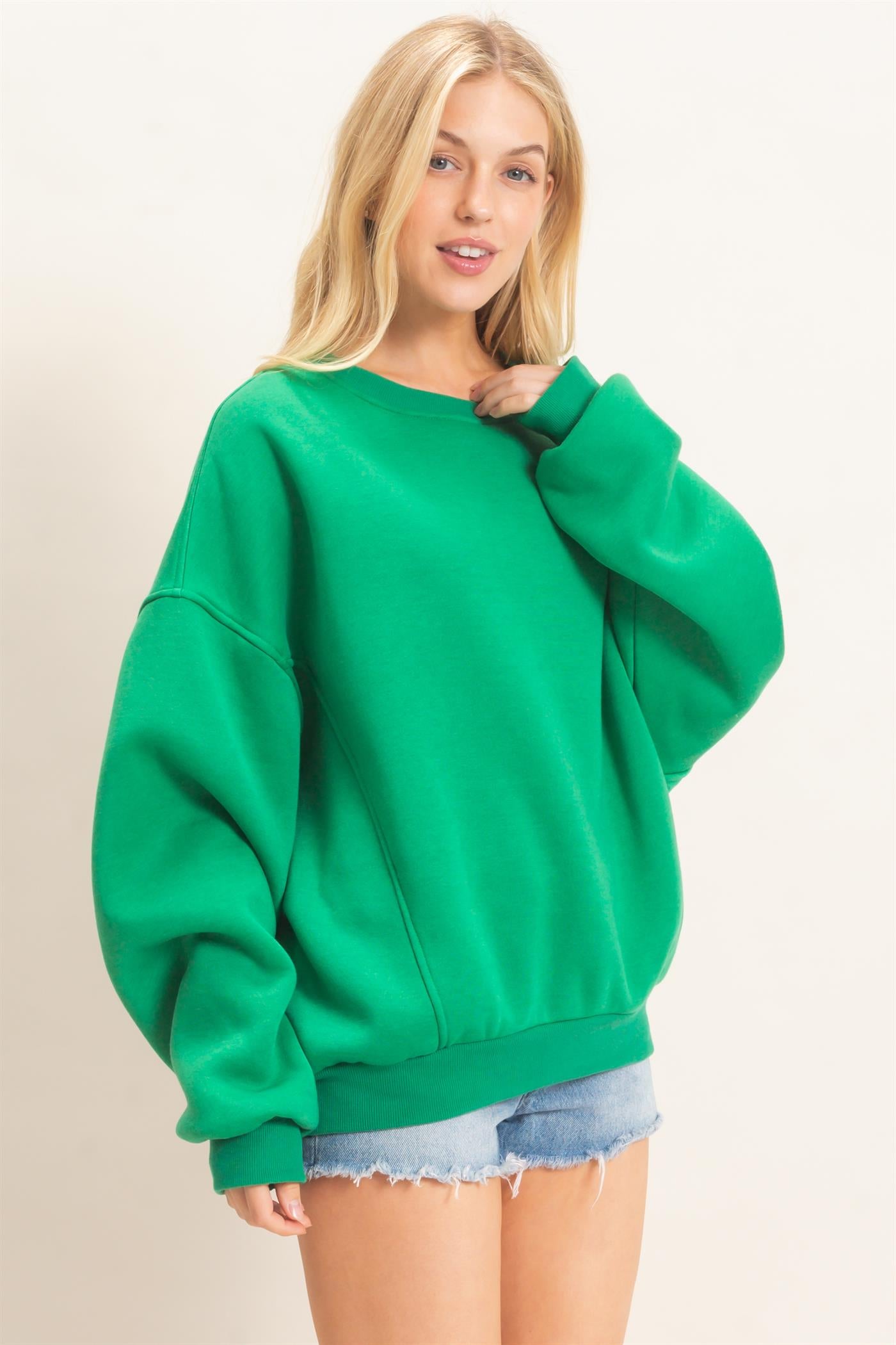 Wholesale Oversized Dropped Shoulder Sweatshirt Sweatshirts HF26F141 GREEN HYFVE