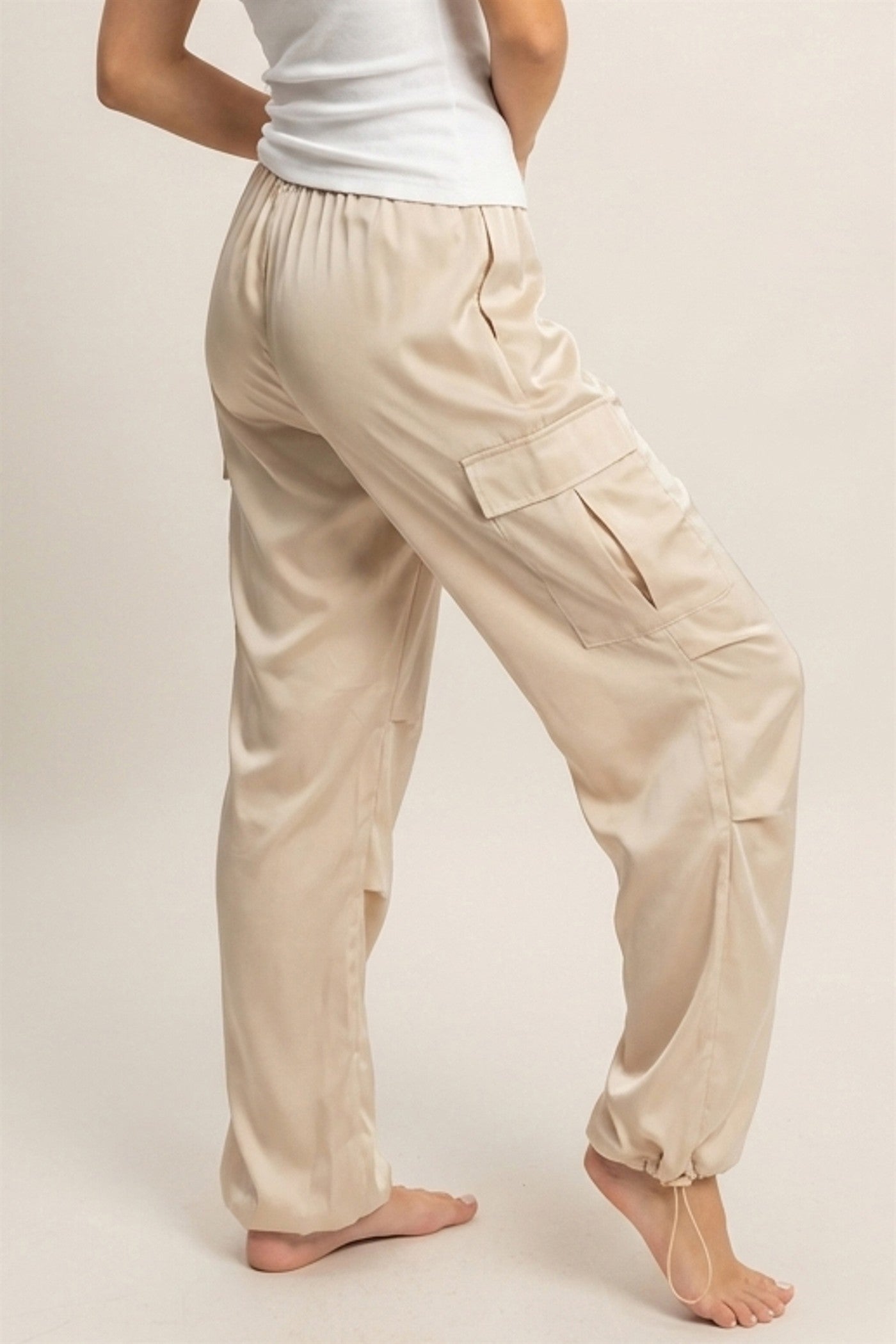 Wholesale Satin Cargo Pants Pants DZ24C052 ALPACA DOUBLE ZERO