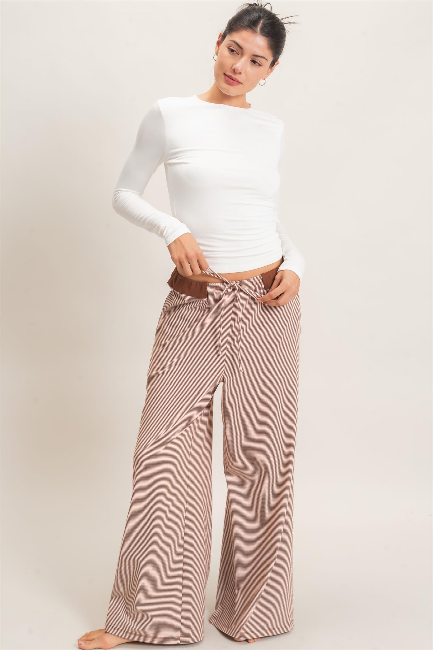 Wholesale Striped Wide-Leg Pants Pants HF26E818 BRICK HYFVE