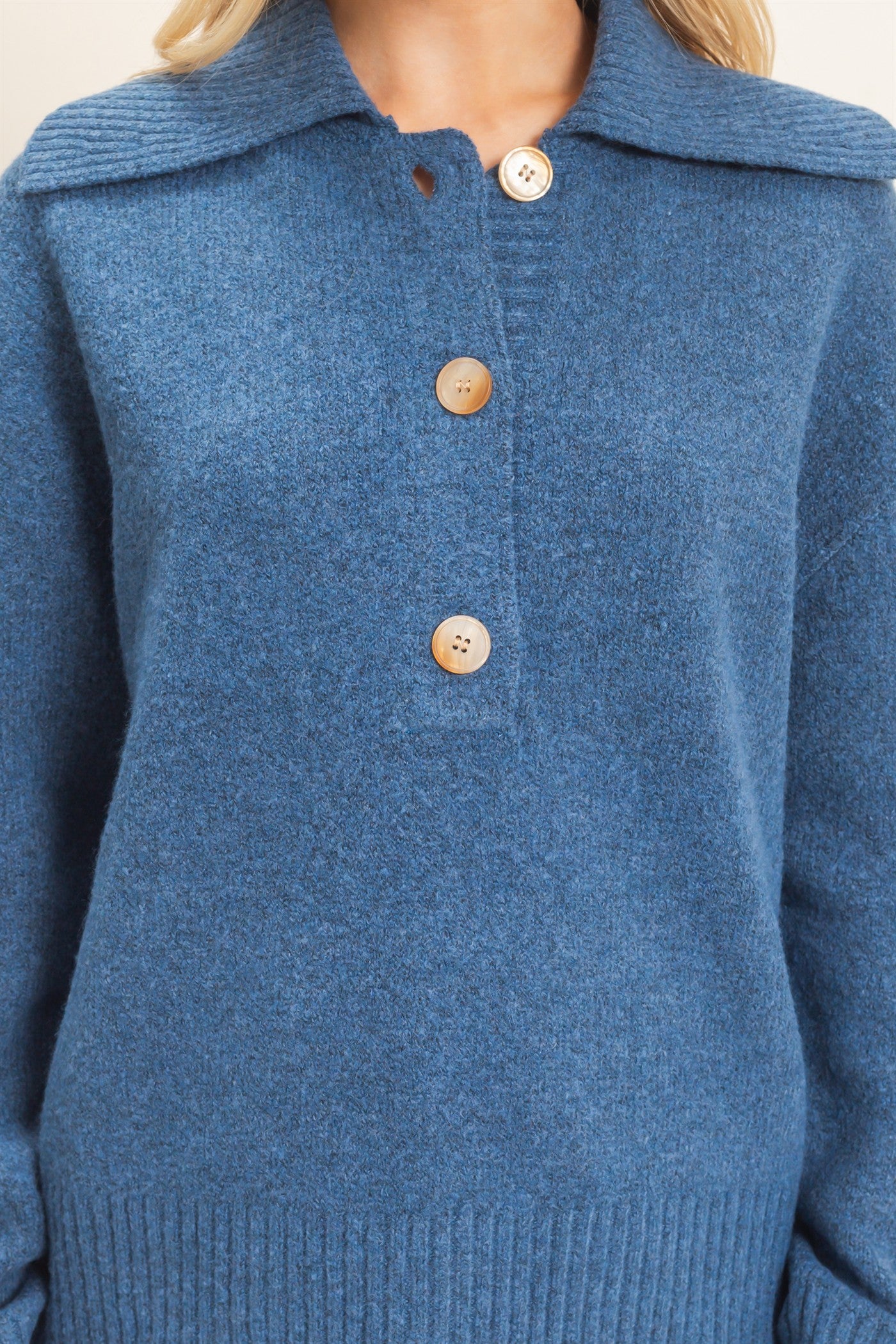 Wholesale Button-Up Collared Sweater Sweaters HF26E752 DARK NAVY HYFVE