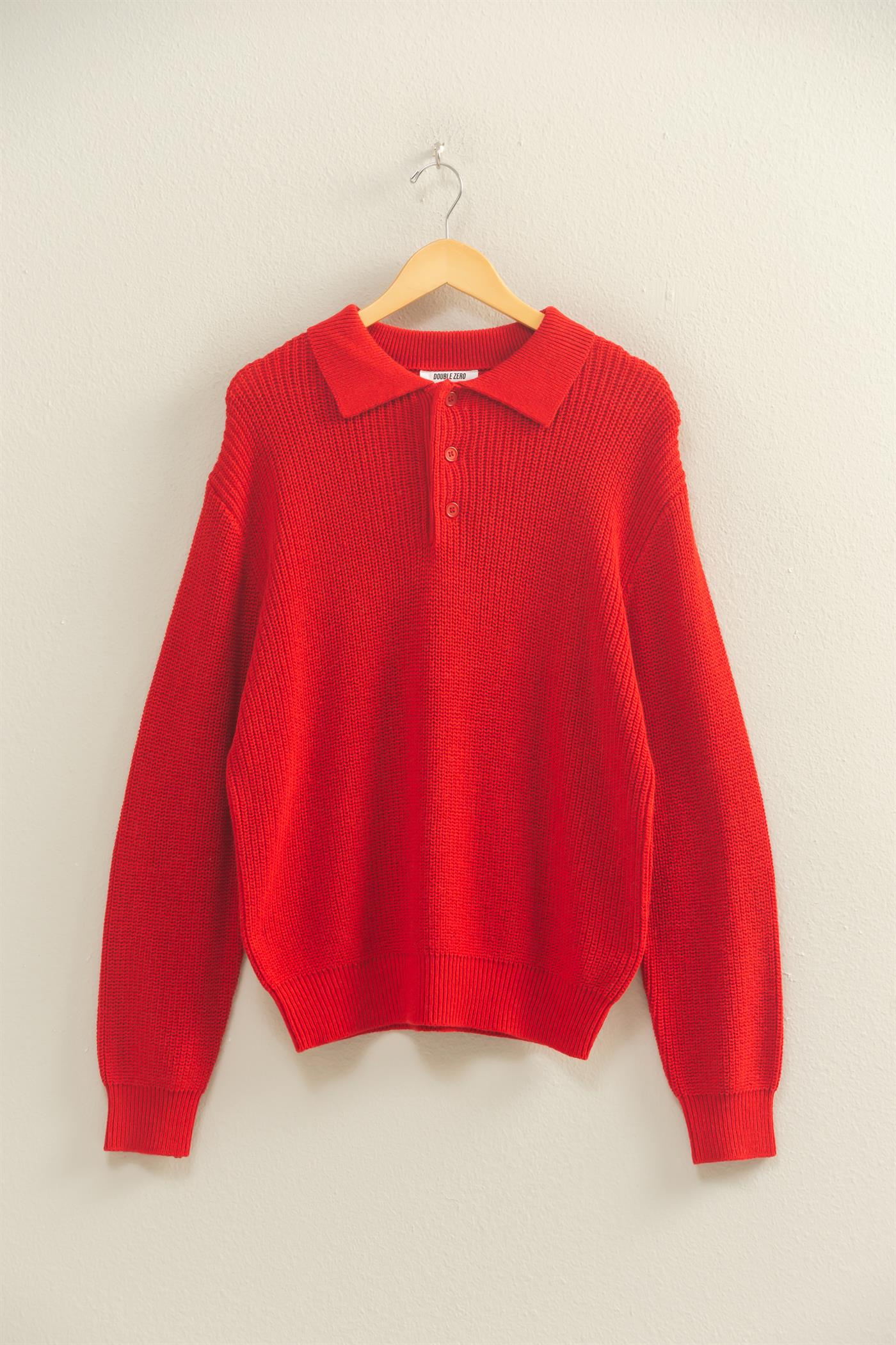 Wholesale Oversized Collar Sweater Sweaters DZ25E823 RED DOUBLE ZERO