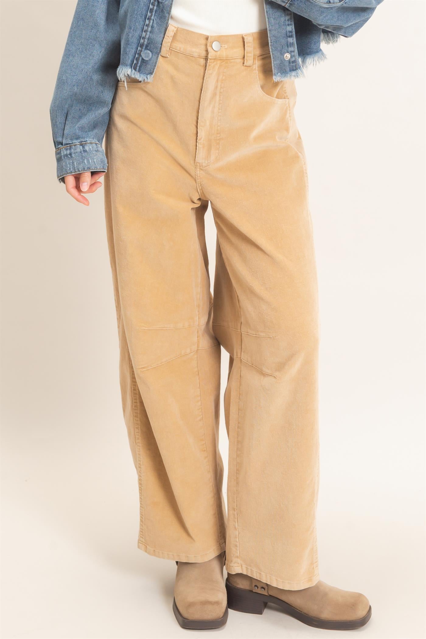Wholesale Mineral Wash Wide-Leg Pants Pants HF26F238 TAUPE HYFVE