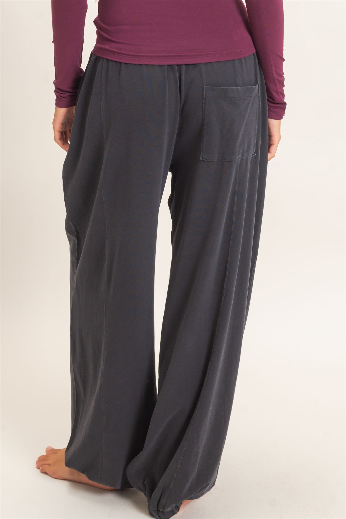 Wholesale Mineral Wash Elastic Waist Jogger Pants Joggers DZ26F405 BLACK DOUBLE ZERO