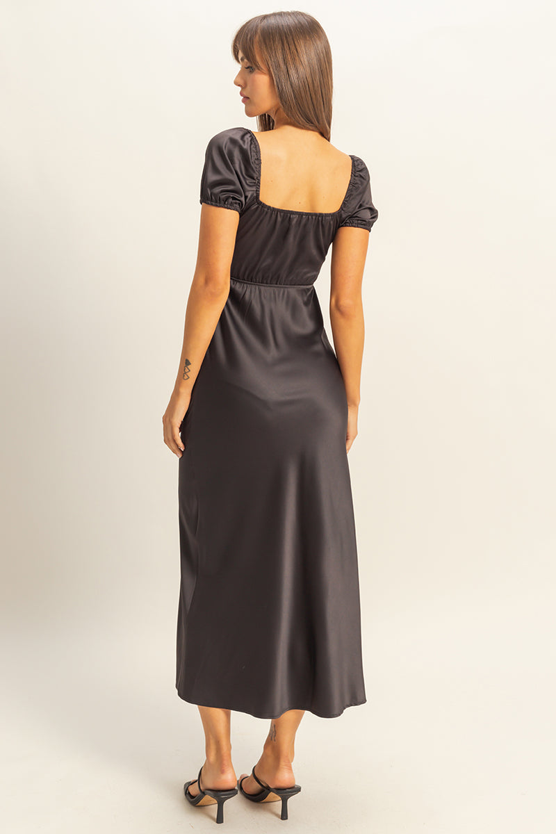 Wholesale Front Tie Maxi Dress Dresses FS22E780 BLACK HYFVE