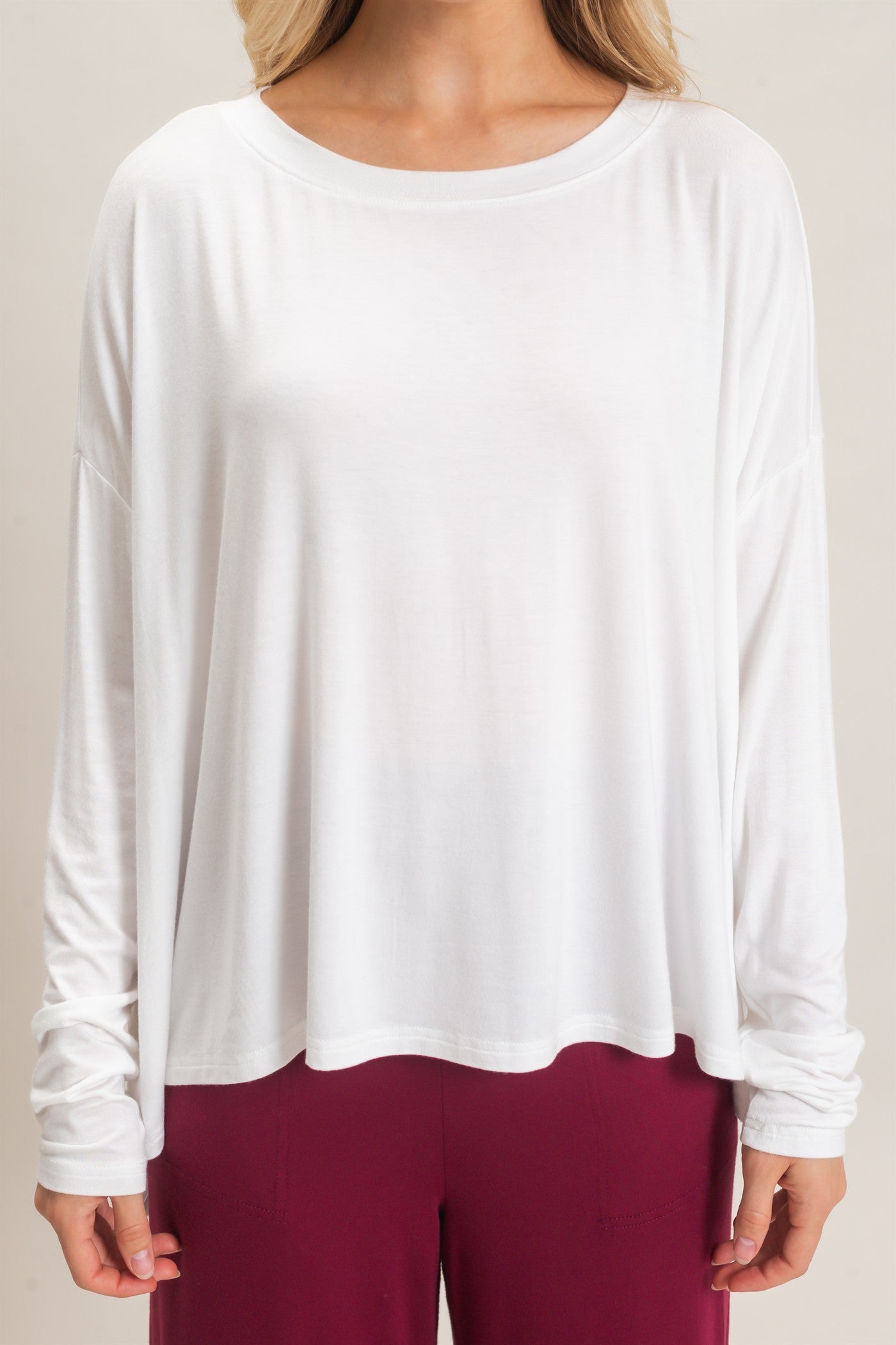 Wholesale Boat Neck Boxy Top Clothing Tops HF26F298 OFF WHITE HYFVE