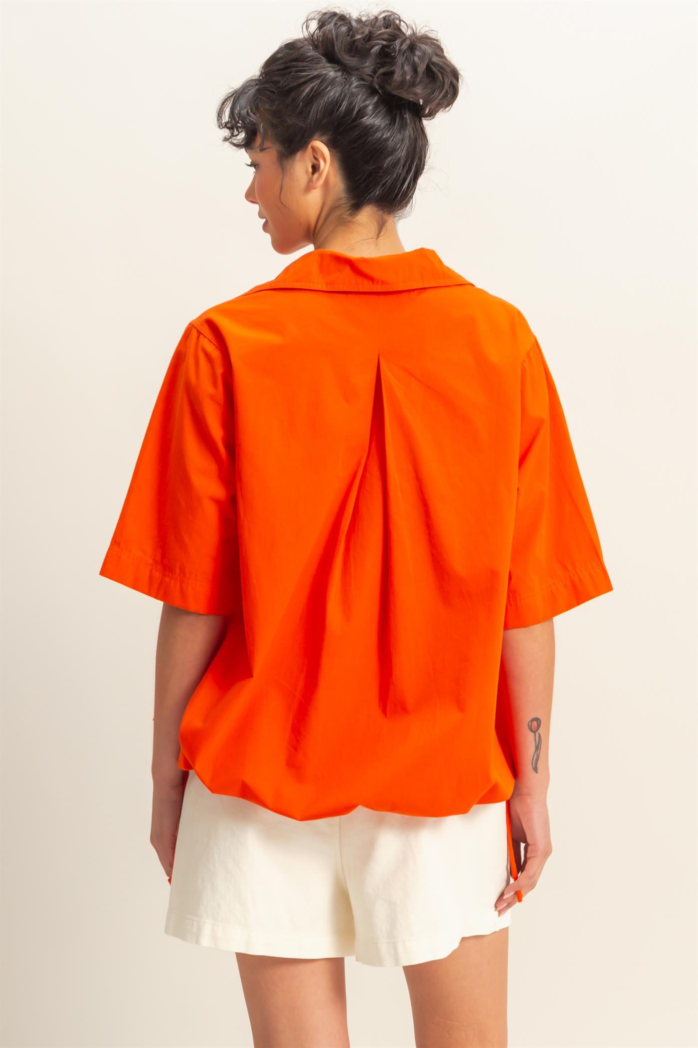 Wholesale Bubble Hem Relaxed Fit Shirt Polos DZ25E081 TOMATO DOUBLE ZERO