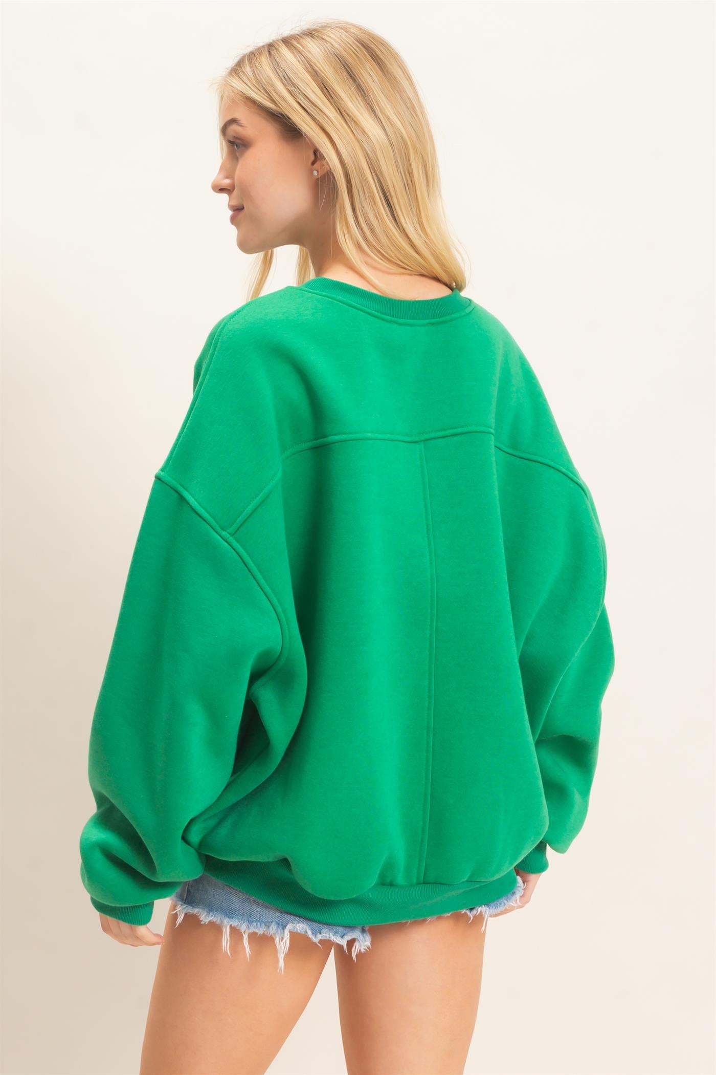 Wholesale Oversized Dropped Shoulder Sweatshirt Sweatshirts HF26F141 GREEN HYFVE