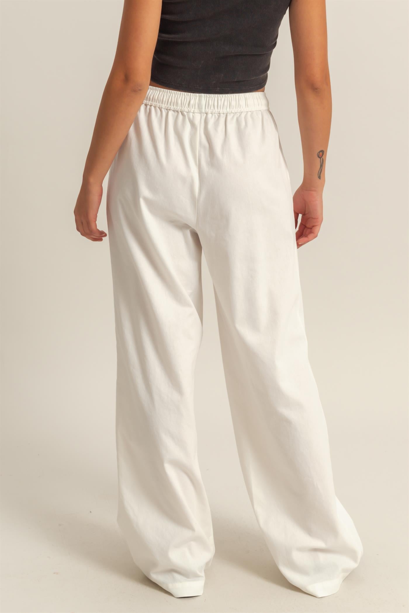 Wholesale Drawstring Waist Straight Leg Pants Pants DZ24A339 CREAM DOUBLE ZERO