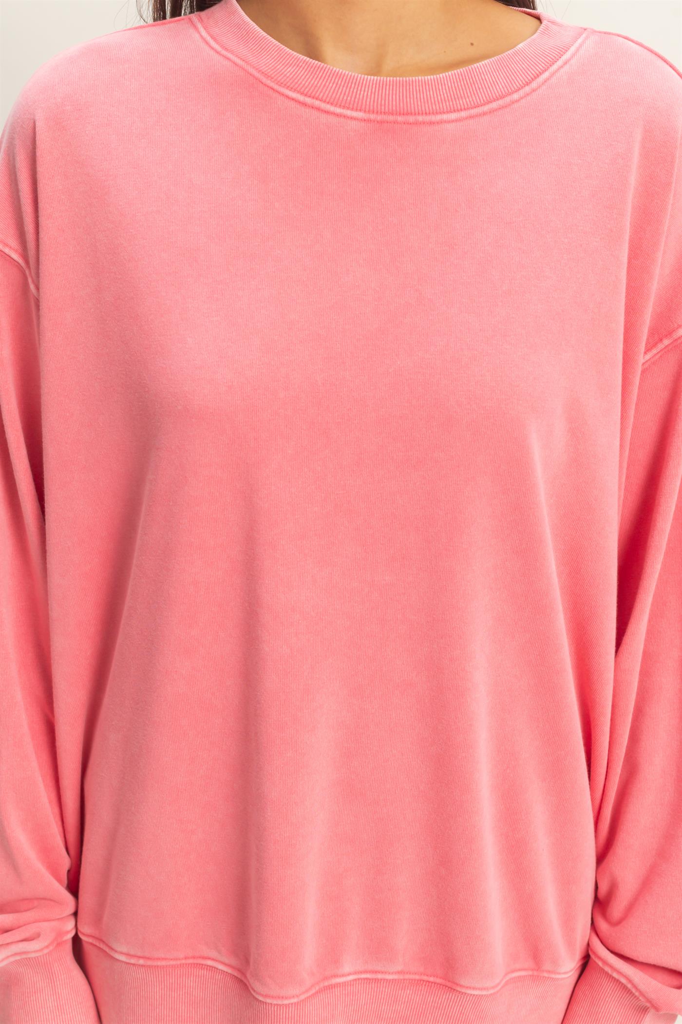 Wholesale Mineral Washed Crew Neck Sweatshirt Sweatshirts DZ26A262 TAFFY PINK DOUBLE ZERO