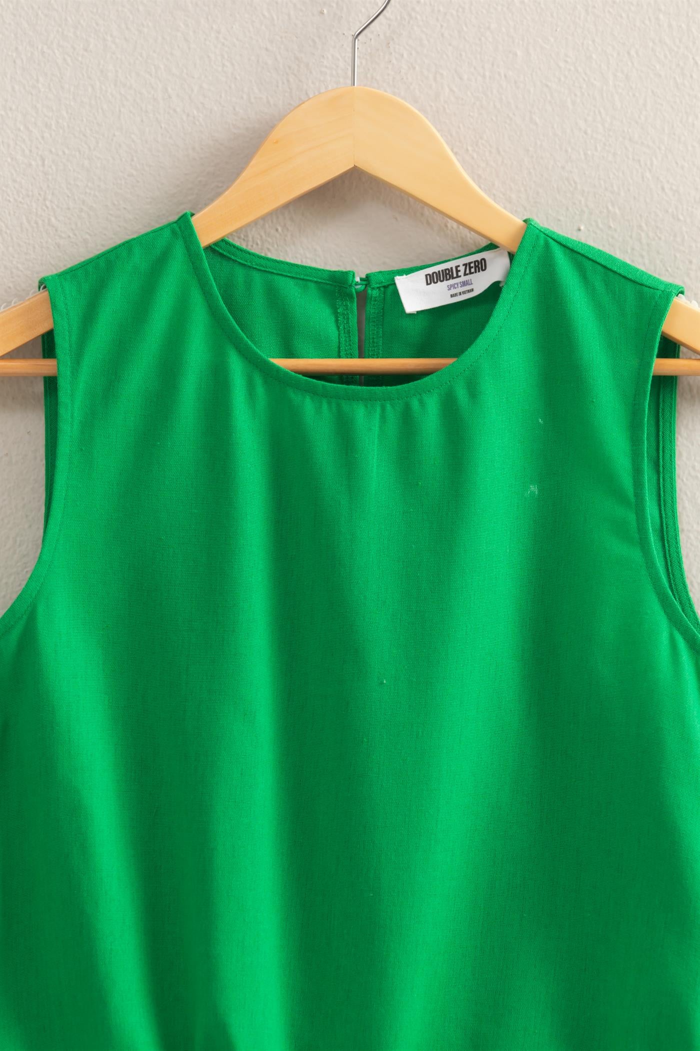 Wholesale Sand Washed Sleeveless Crop Top Clothing Tops DZ25C515 GREEN DOUBLE ZERO