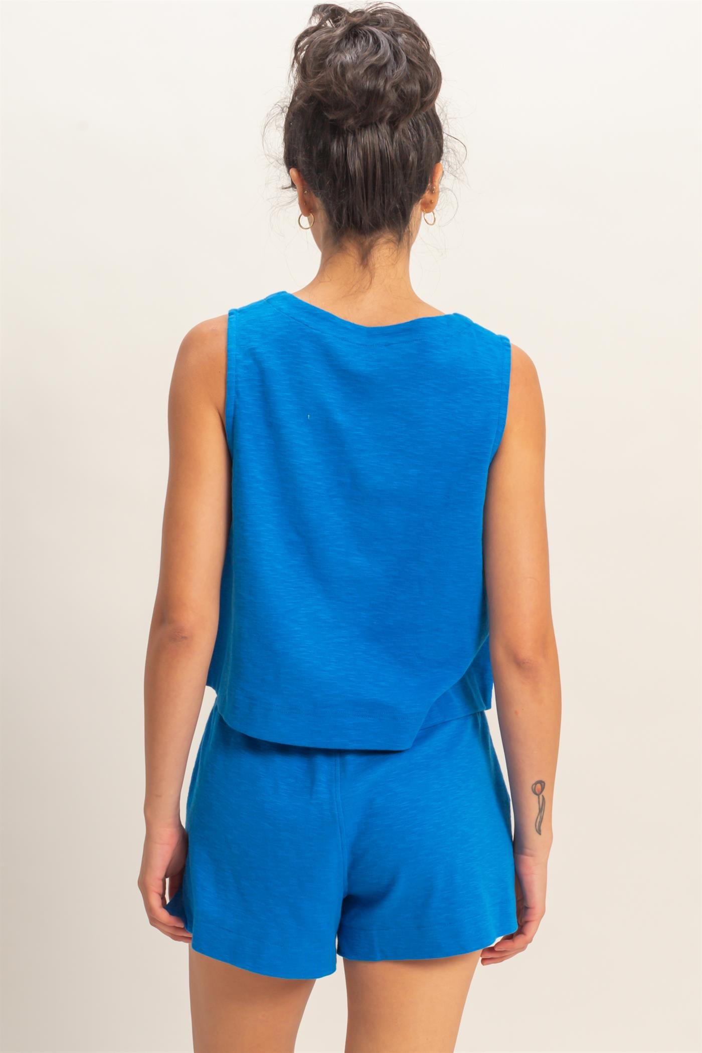 Wholesale Sleeveless Boxy Fit Crew Neck Top Clothing Tops DZ26C090 COBALT DOUBLE ZERO