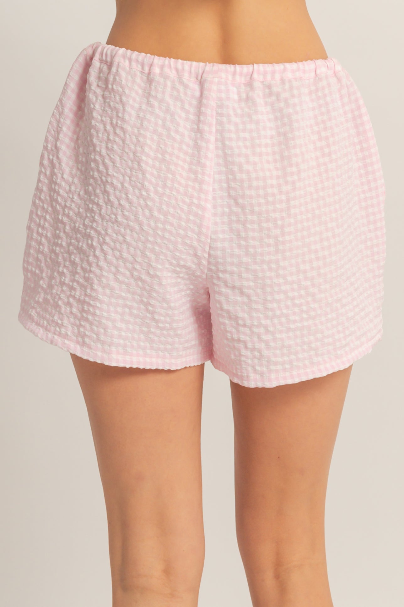 Wholesale Gingham Relaxed Fit Shorts Shorts DZ26A929 PINK DOUBLE ZERO