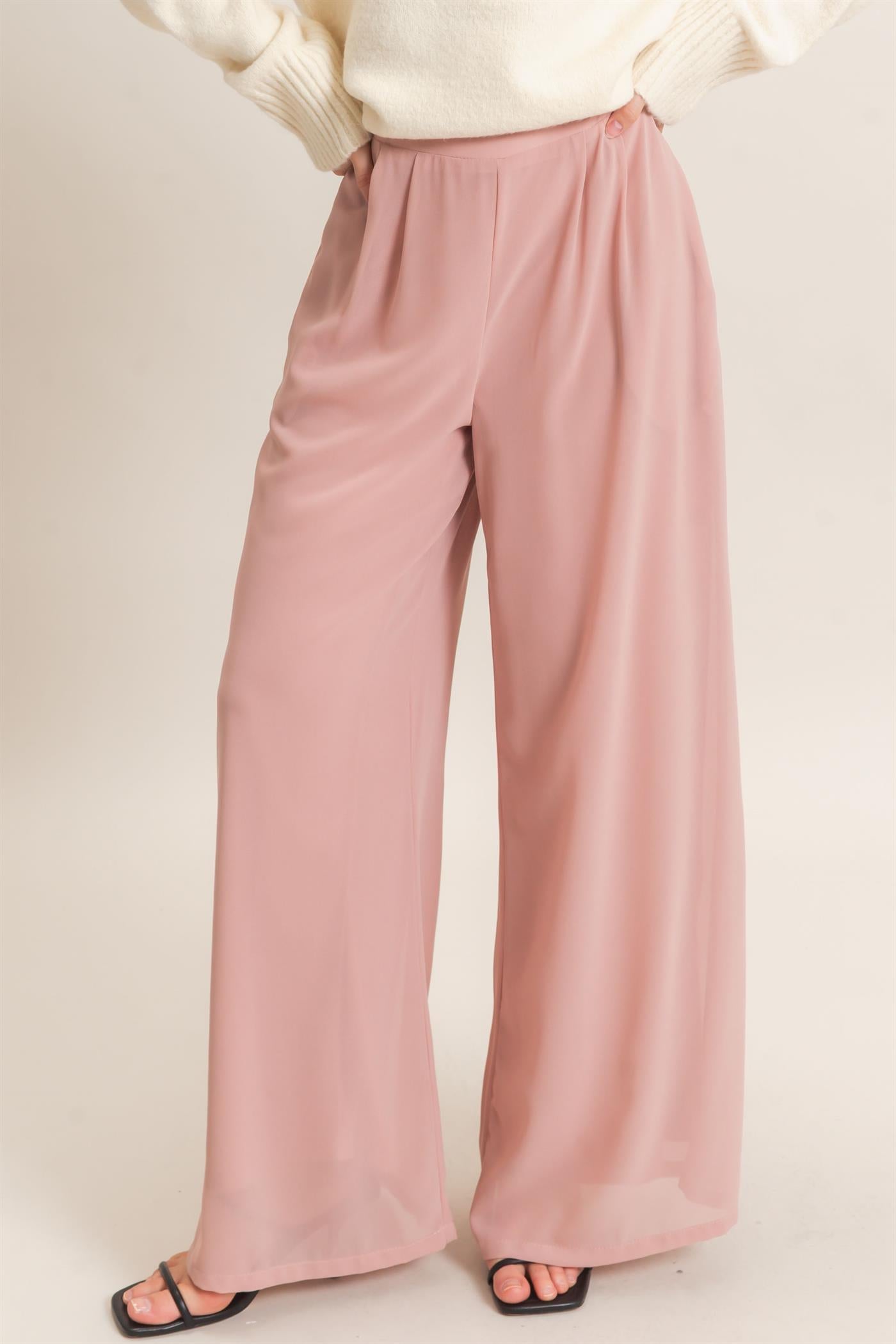 Wholesale Wide-Leg High Waist Pants Pants HF26F068-D MAUVE HYFVE