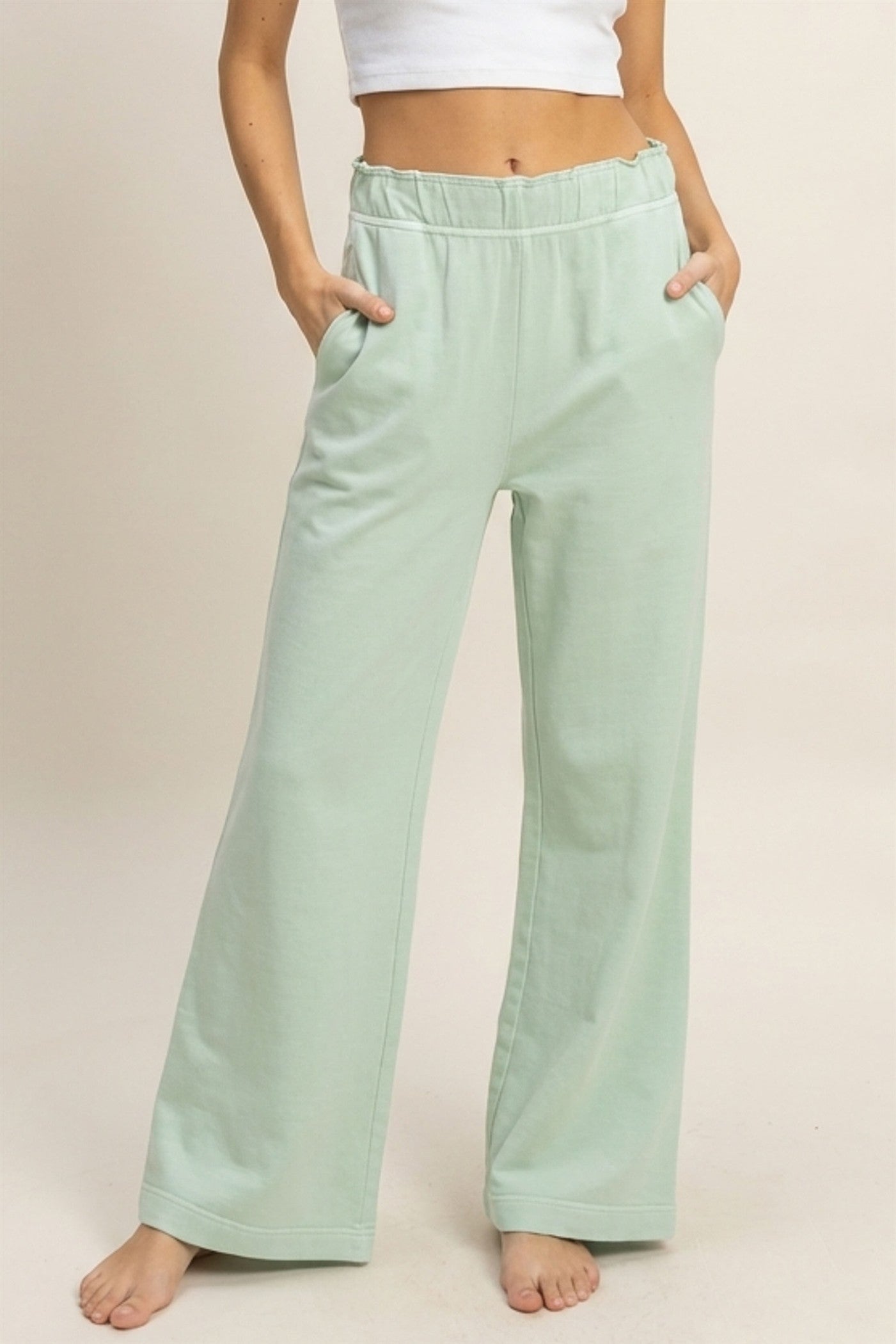 Wholesale High Waist Flare Pants Pants DZ24C346-D MINT DOUBLE ZERO