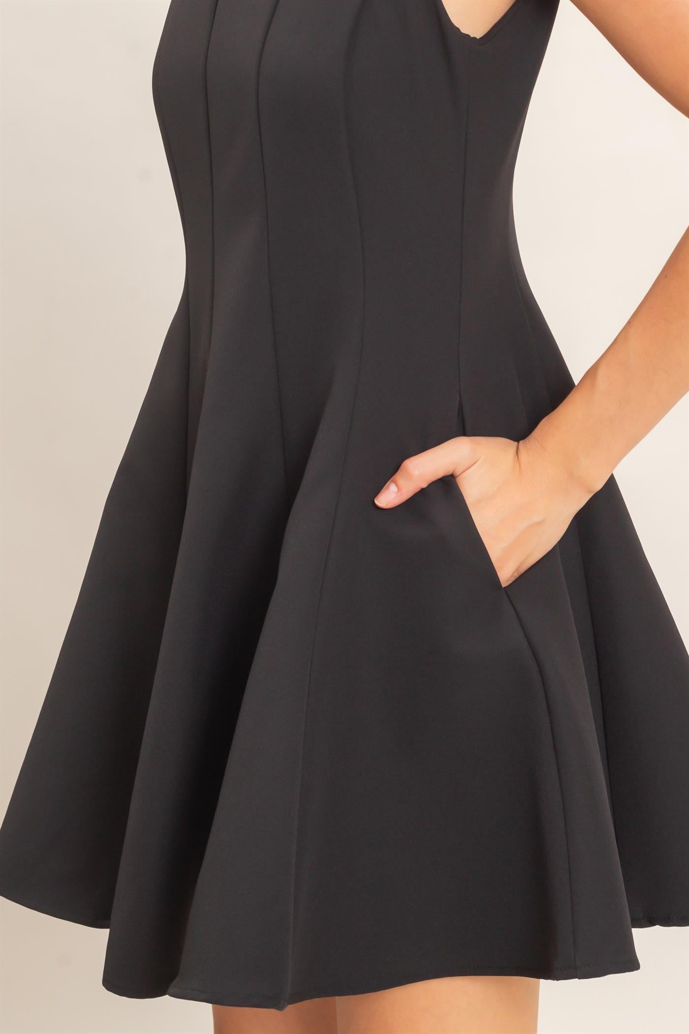 Wholesale Sleeveless Fit And Flare Dress Dresses HF26F217 BLACK HYFVE