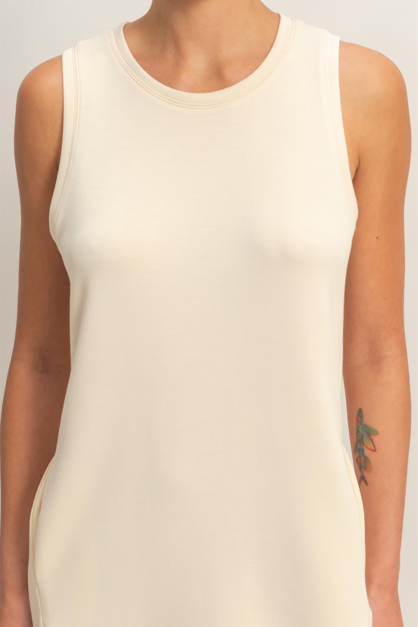 Wholesale Crew Neck Tank Mini Dress Dresses DZ26C702 ALPACA DOUBLE ZERO