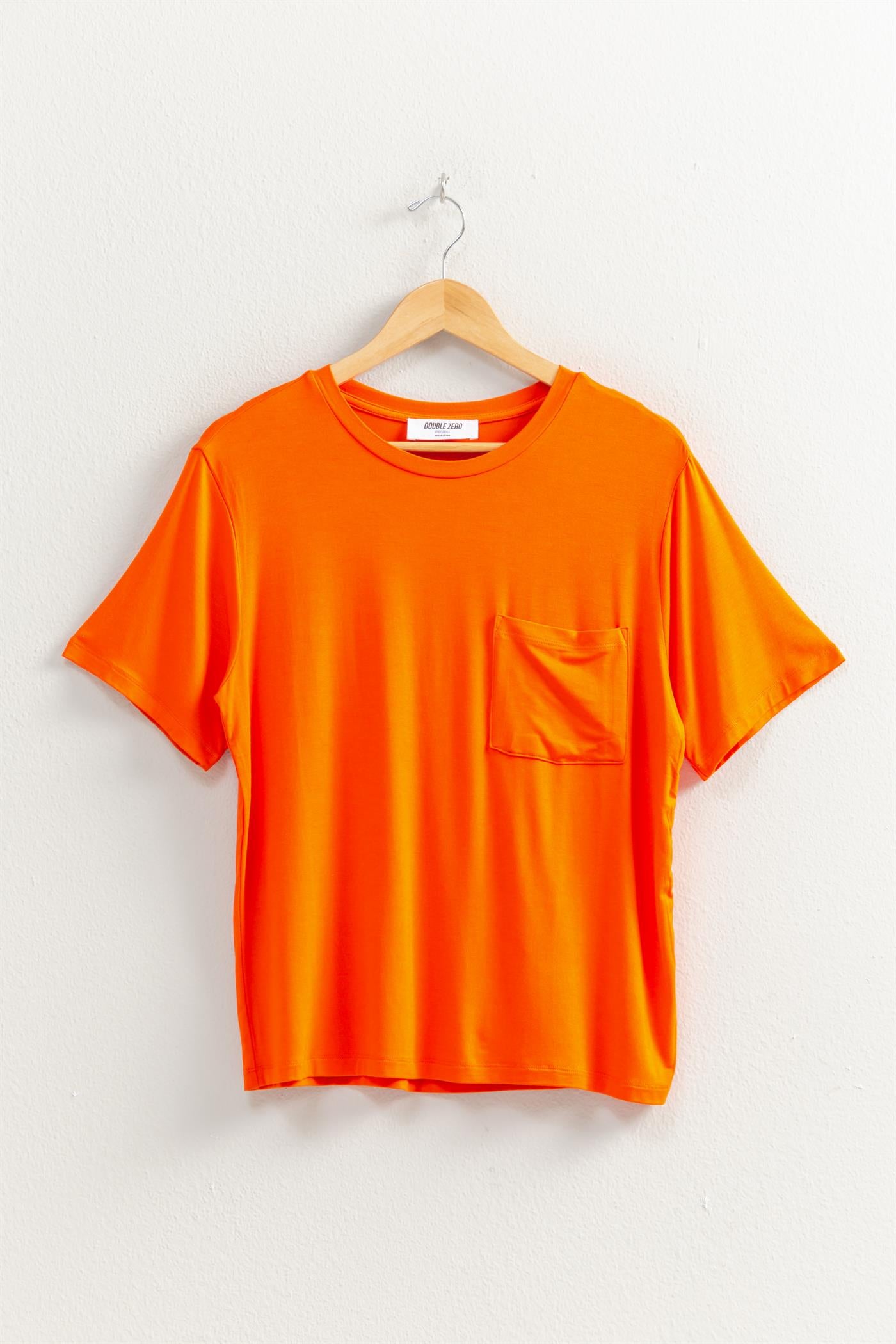 Wholesale Basic Oversized Pocket Tee Clothing Tops DZ25E309 TOMATO DOUBLE ZERO
