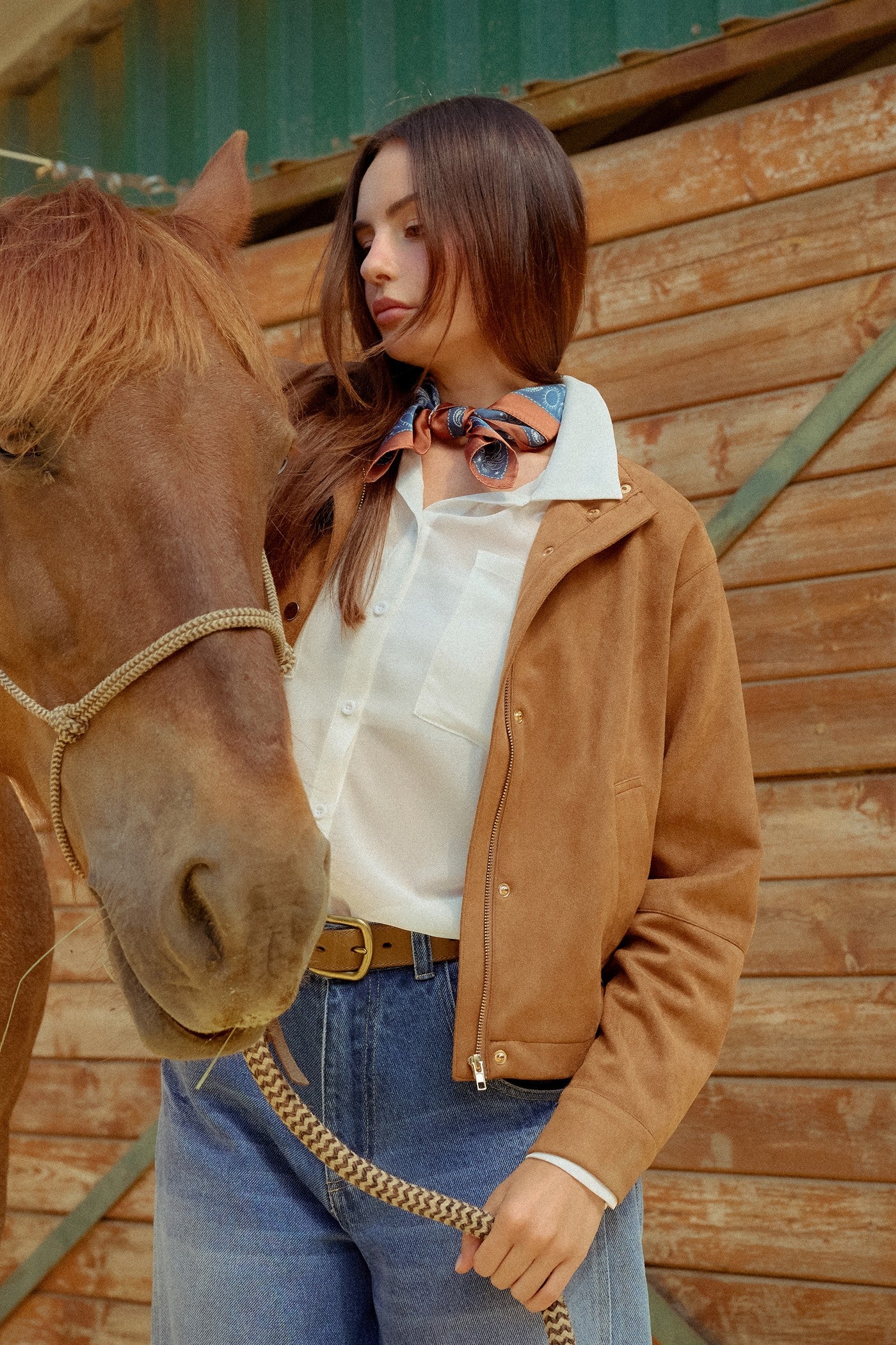 Wholesale Collar Suede Snap Jacket Coats & Jackets HF26E373 CAMEL HYFVE