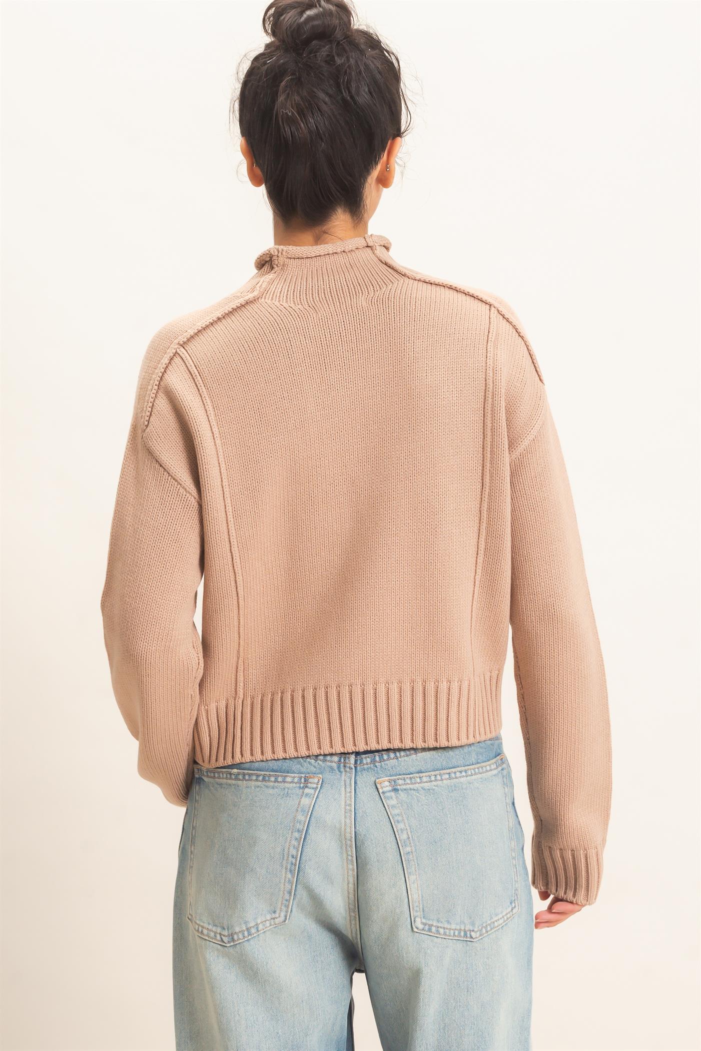 Wholesale Roll Neck Sweater With Reversed Seam Sweaters DZ26E271 DARK TAUPE DOUBLE ZERO