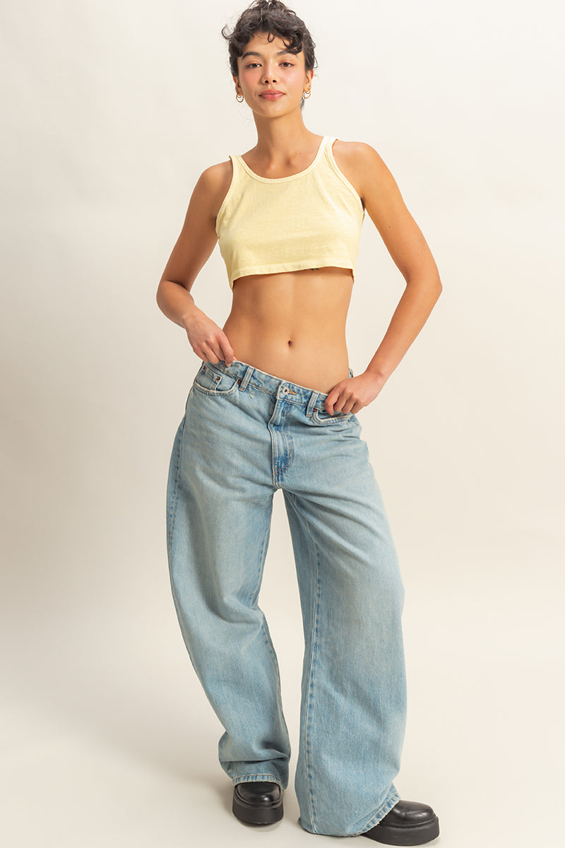 Wholesale Sleeveless Scoop Neck Crop Top Clothing Tops DZ22C809 BUTTER DOUBLE ZERO