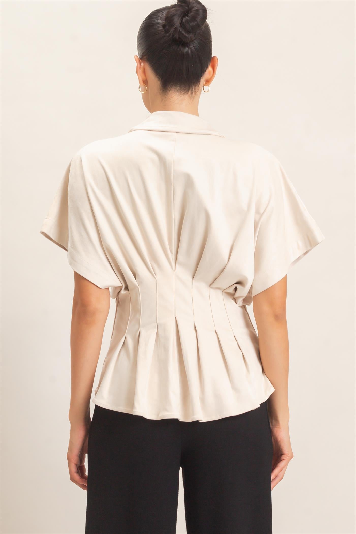Wholesale Suede Button-Down Blouse Blouses HF26E651 CREAM HYFVE