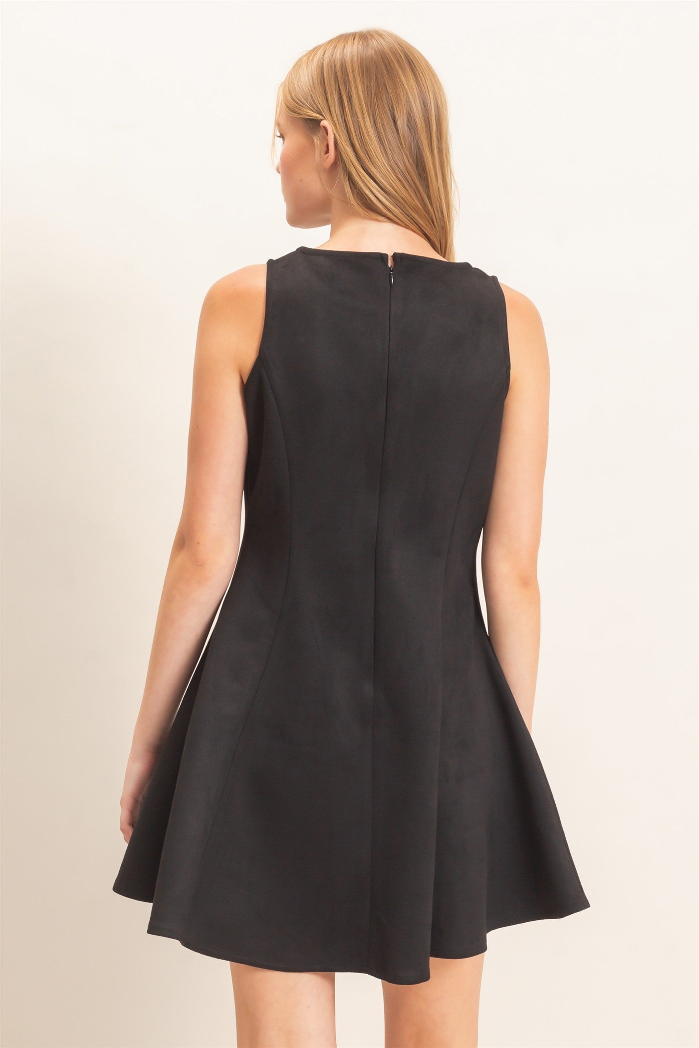 Wholesale Sleeveless Suede Mini Dress Dresses HF26F218 BLACK HYFVE