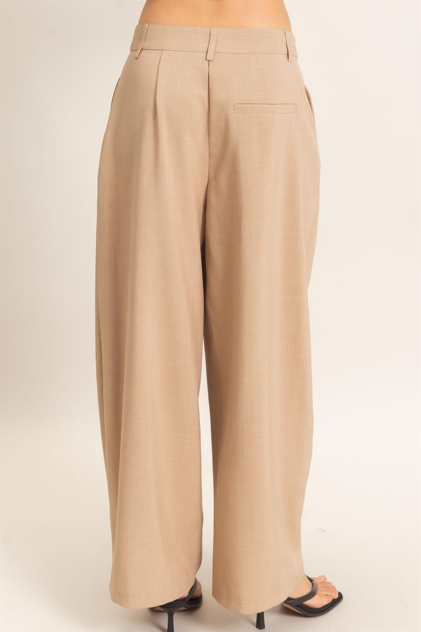 Wholesale Asymmetrical Overlap Pleated Pant Pants HF26C885 TAUPE HYFVE
