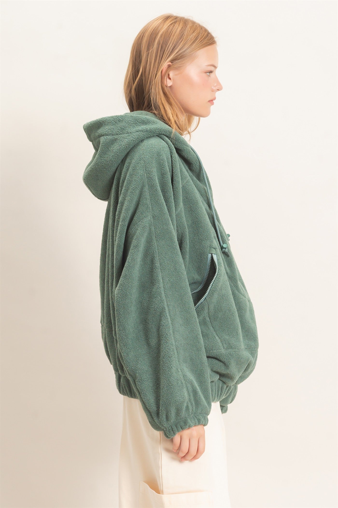 Wholesale Half-Zip Fleece Hoodie Hoodies HF26E561 PISTACHIO HYFVE