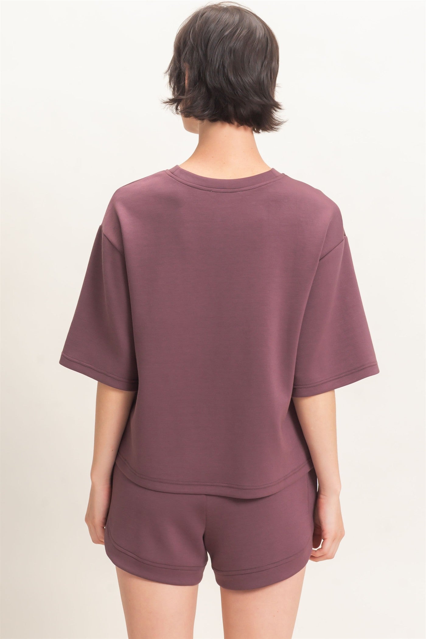 Wholesale Loose Fit Crew Neck Short Sleeve Top Clothing Tops DZ26C965 COCOA DOUBLE ZERO