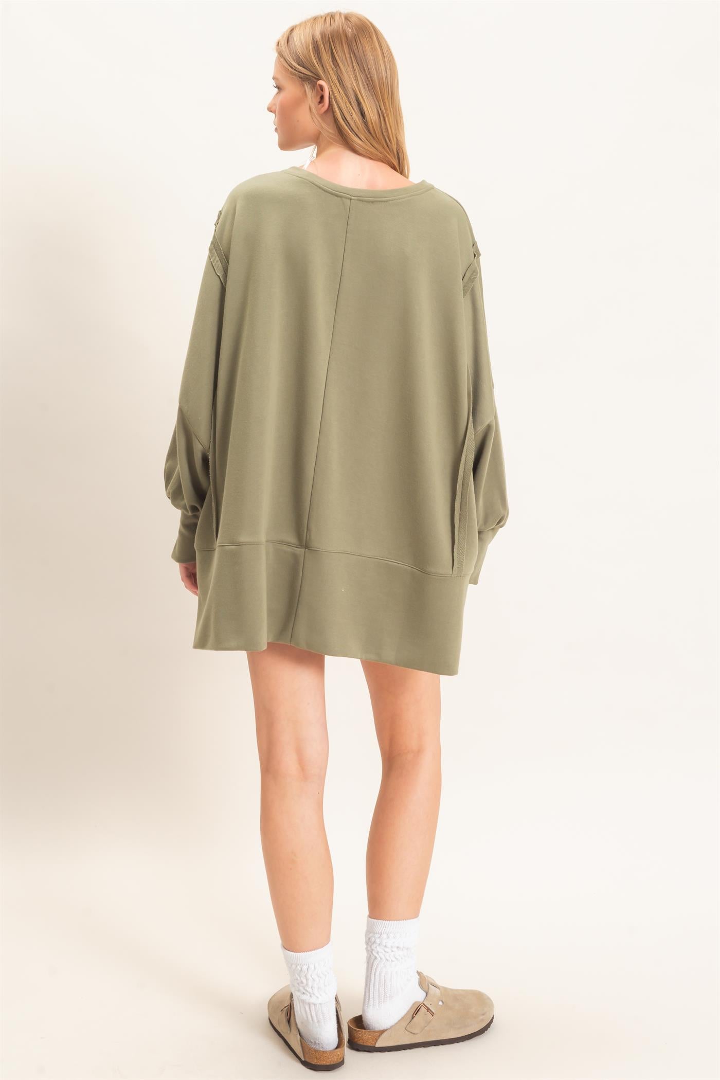 Wholesale Oversized Crew Neck Sweatshirt Sweatshirts HF26F132 OLIVE HYFVE