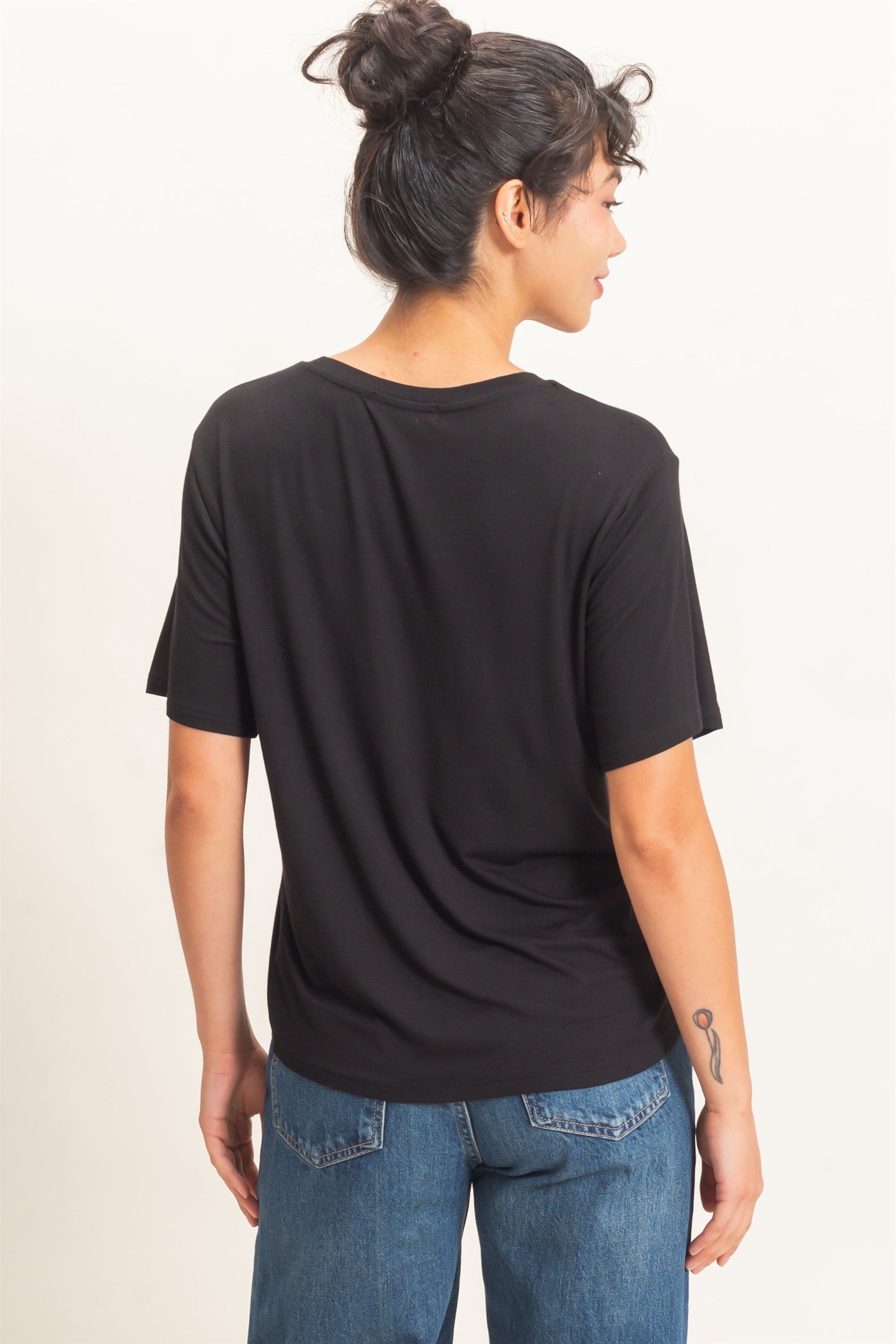 Wholesale Crew Neck Pocket Tee Clothing Tops DZ26E254 BLACK DOUBLE ZERO