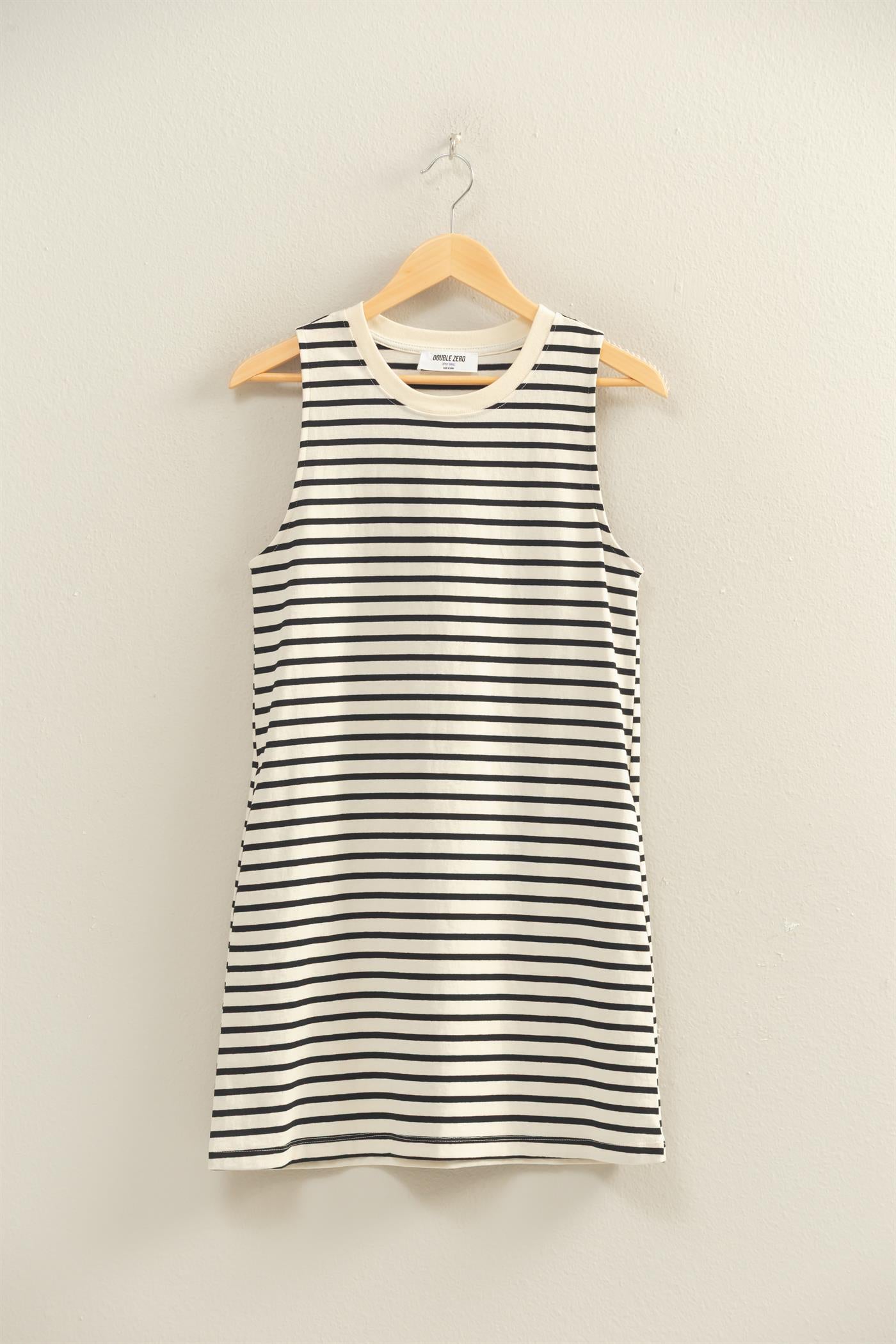Wholesale Striped Sleeveless Mini Dress Dresses DZ26C068 BLACK DOUBLE ZERO