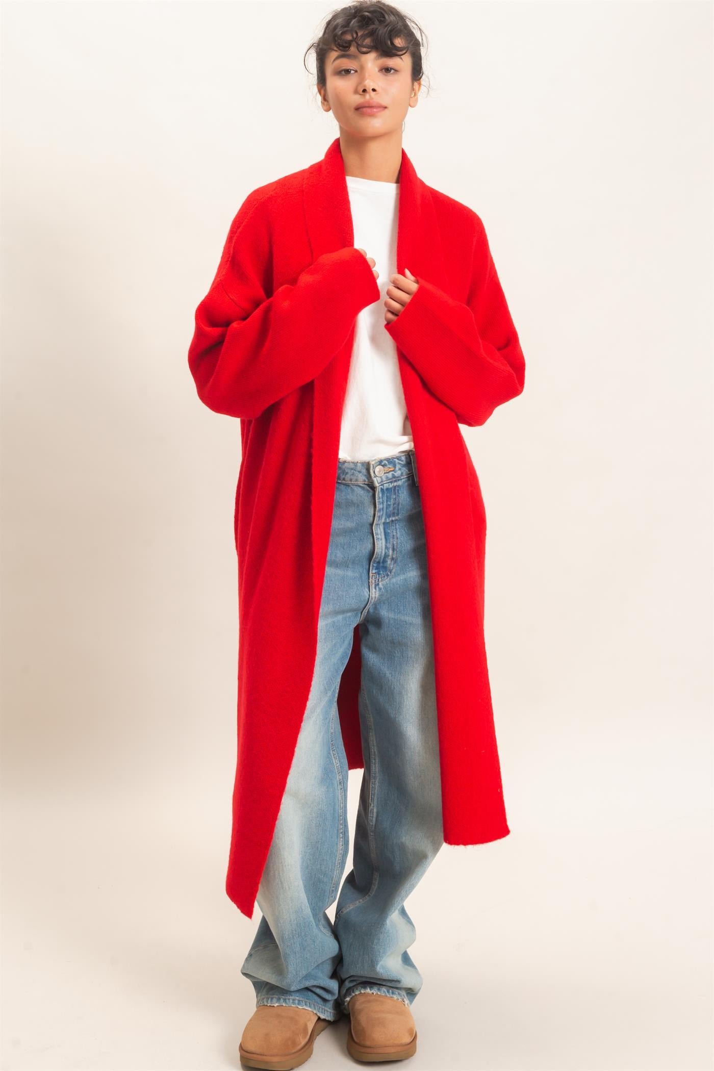 Wholesale Duster Cardigan Sweaters DZ26E267 RED DOUBLE ZERO
