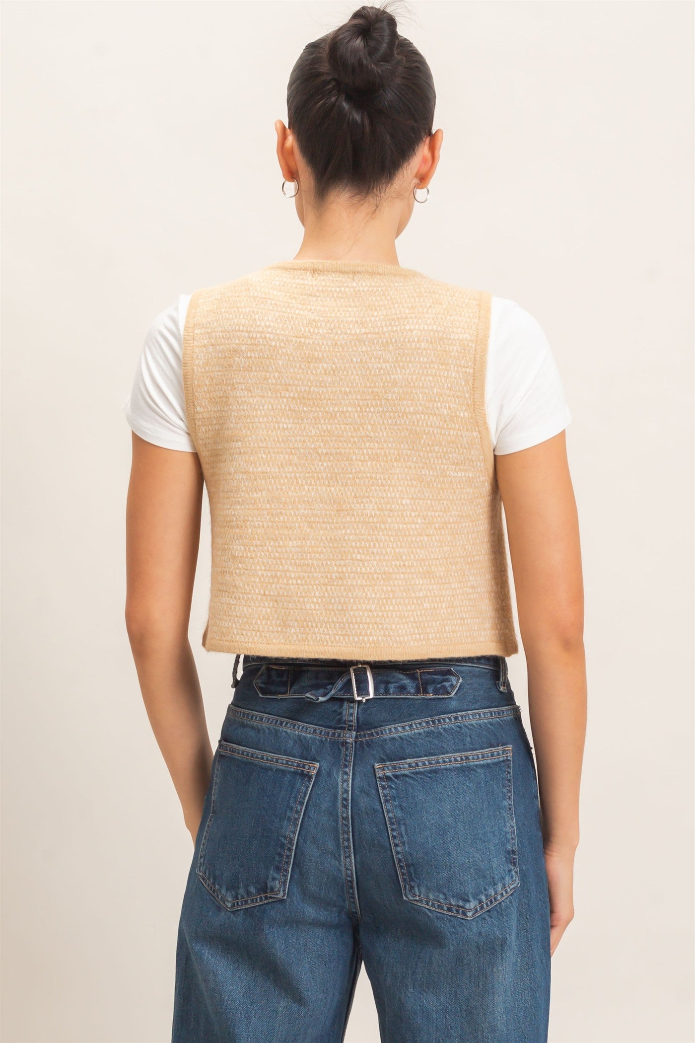 Wholesale Sweater Vest With Front Ties Sweaters HF26E140 TAUPE HYFVE