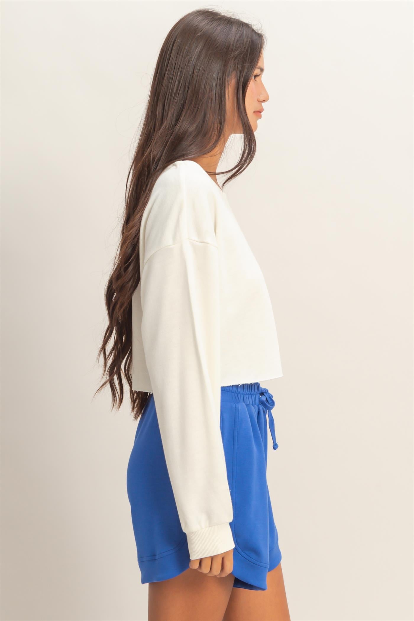 Wholesale Casually Cute Boat Neck Long Sleeve Top Clothing Tops DZ25C023 WHIP CREAM DOUBLE ZERO