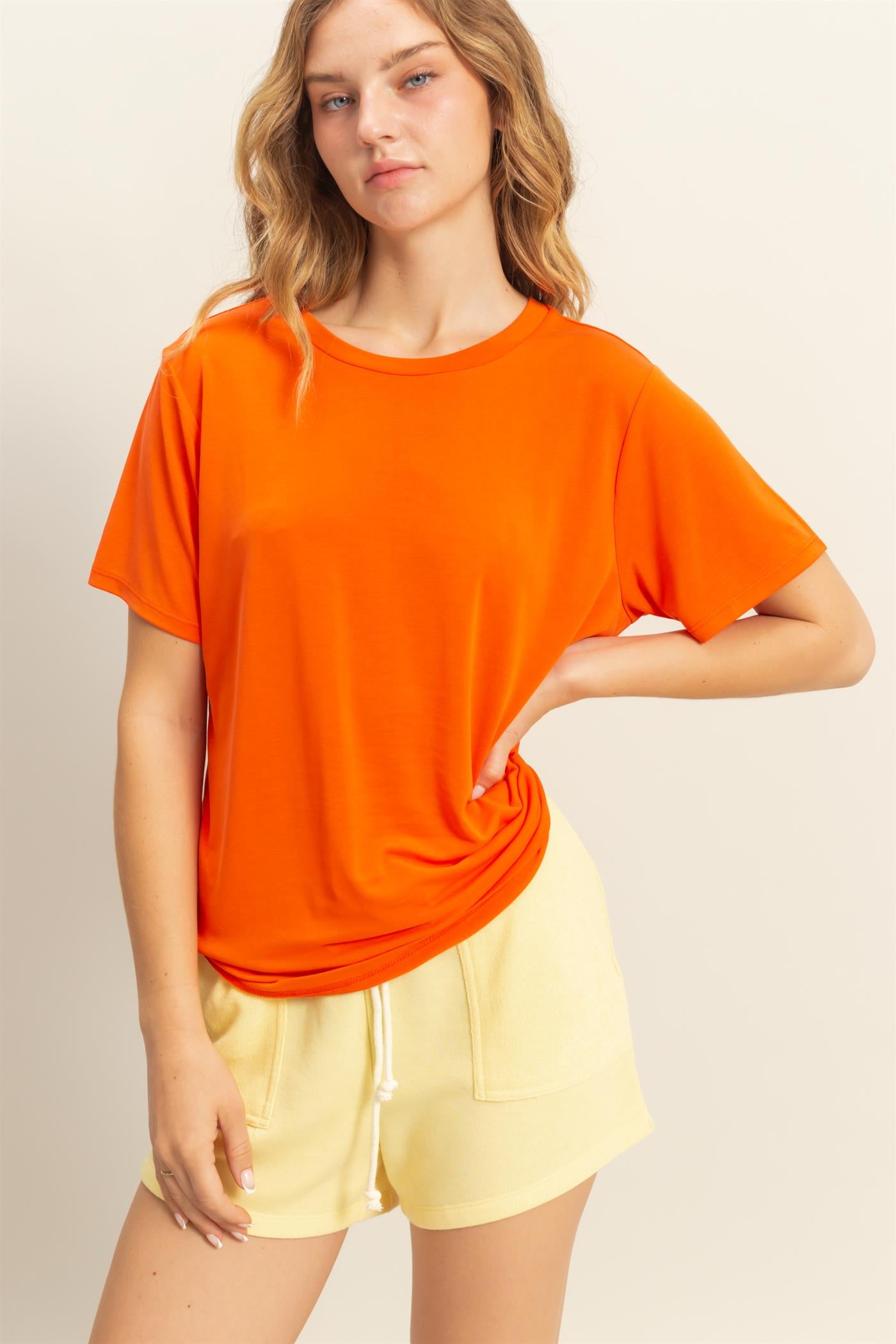 Wholesale Basic Round Neck Short Sleeve T Shirt Clothing Tops DZ25C449 TOMATO HYFVE