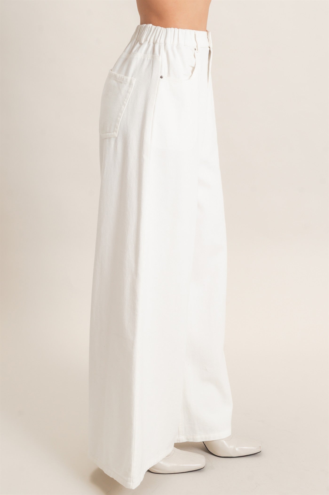 Wholesale Wide-Leg High-Rise Pants Pants HF26F222-D WHITE HYFVE