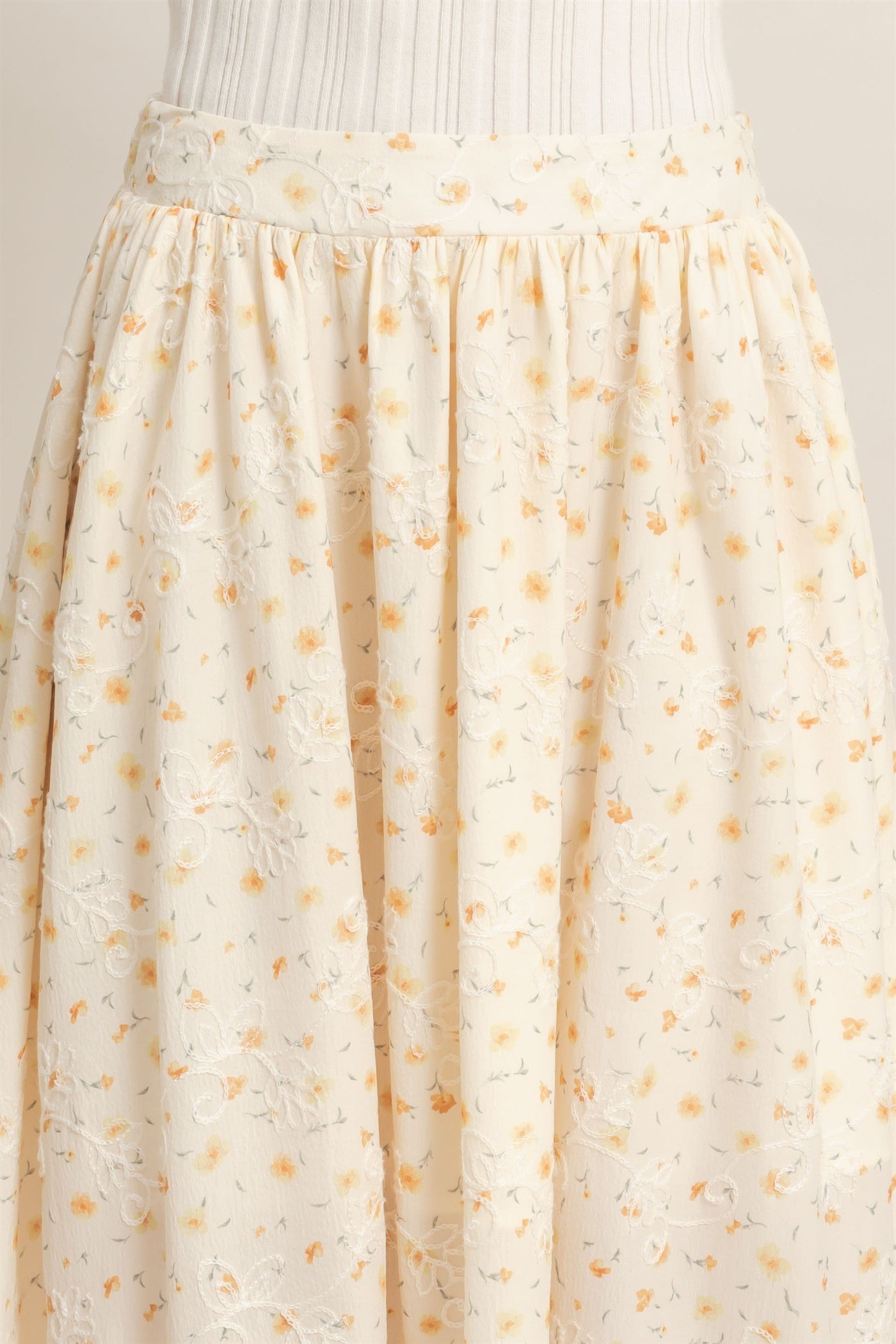 Wholesale Floral Embroidered Maxi Skirt Skirts HF26A150 YELLOW HYFVE