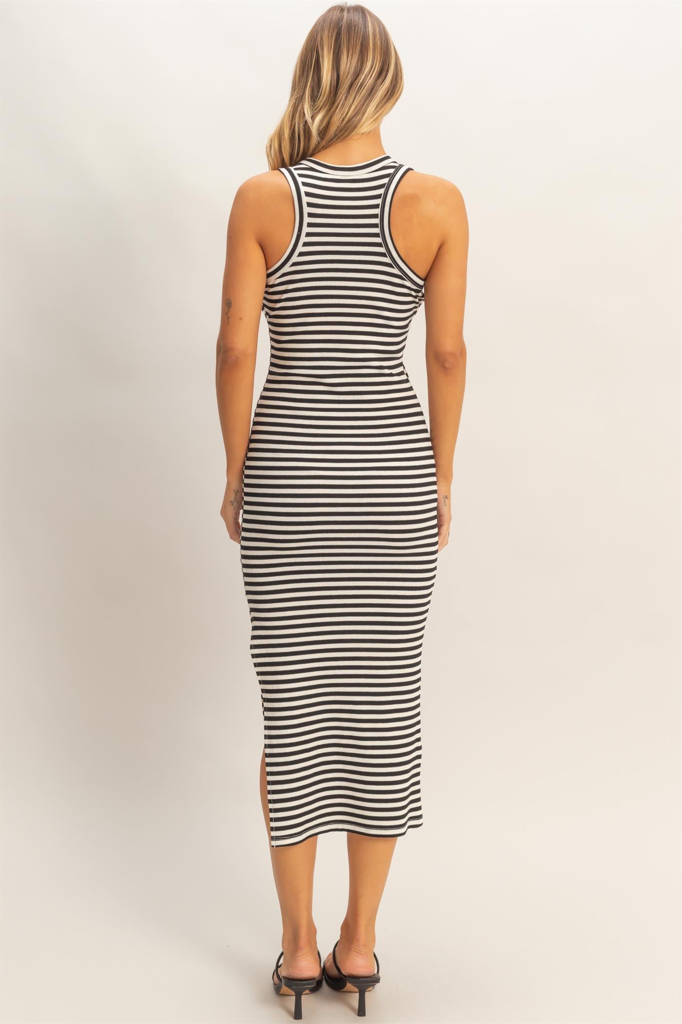 Wholesale Striped Ribbed Tank Dress Dresses HF26E430-D BLACK DOUBLE ZERO