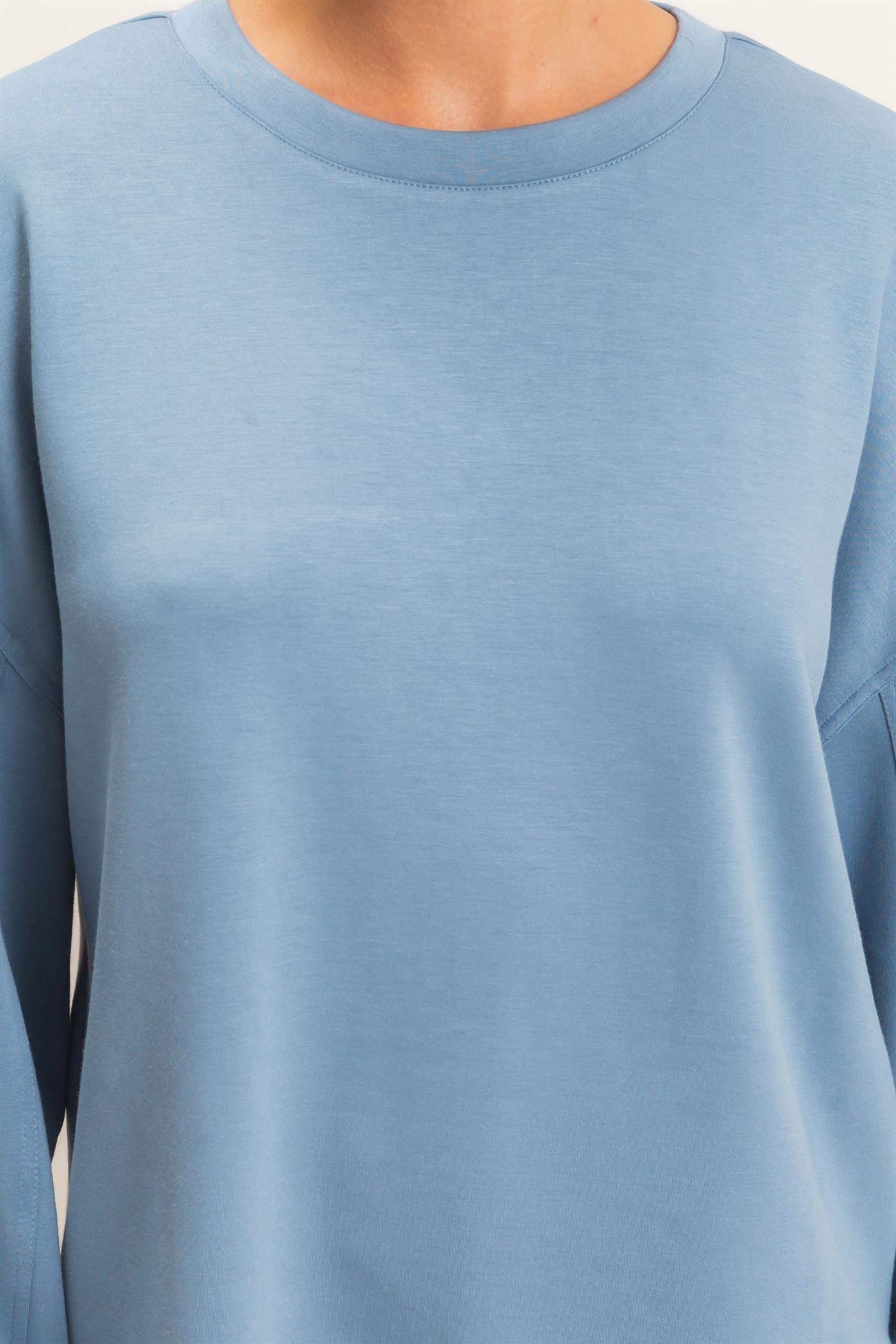Wholesale Oversized Crew Neck Top Sweatshirts DZ26E388 DUSTY BLUE DOUBLE ZERO