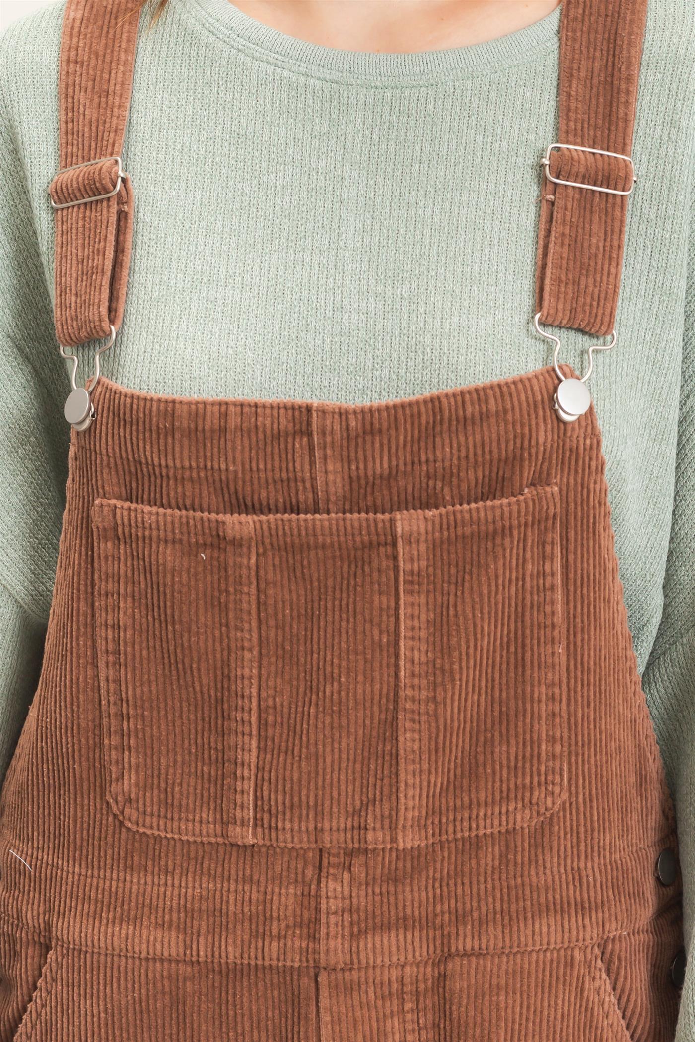 Wholesale Mineral Wash Corduroy Overalls Clothing HF26F210-D BROWN HYFVE