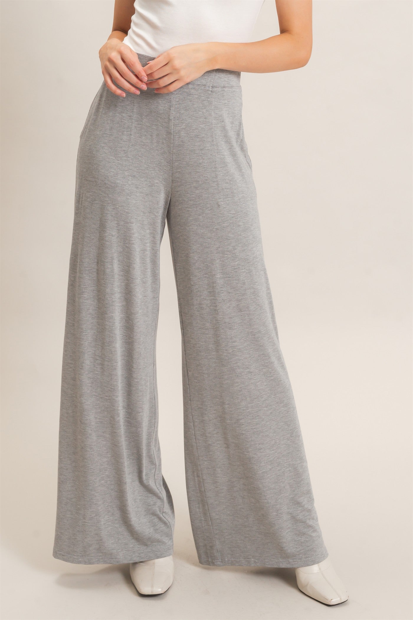 Wholesale Wide-Leg Elastic Waist Pants Pants HF26F299-D H.GRAY HYFVE