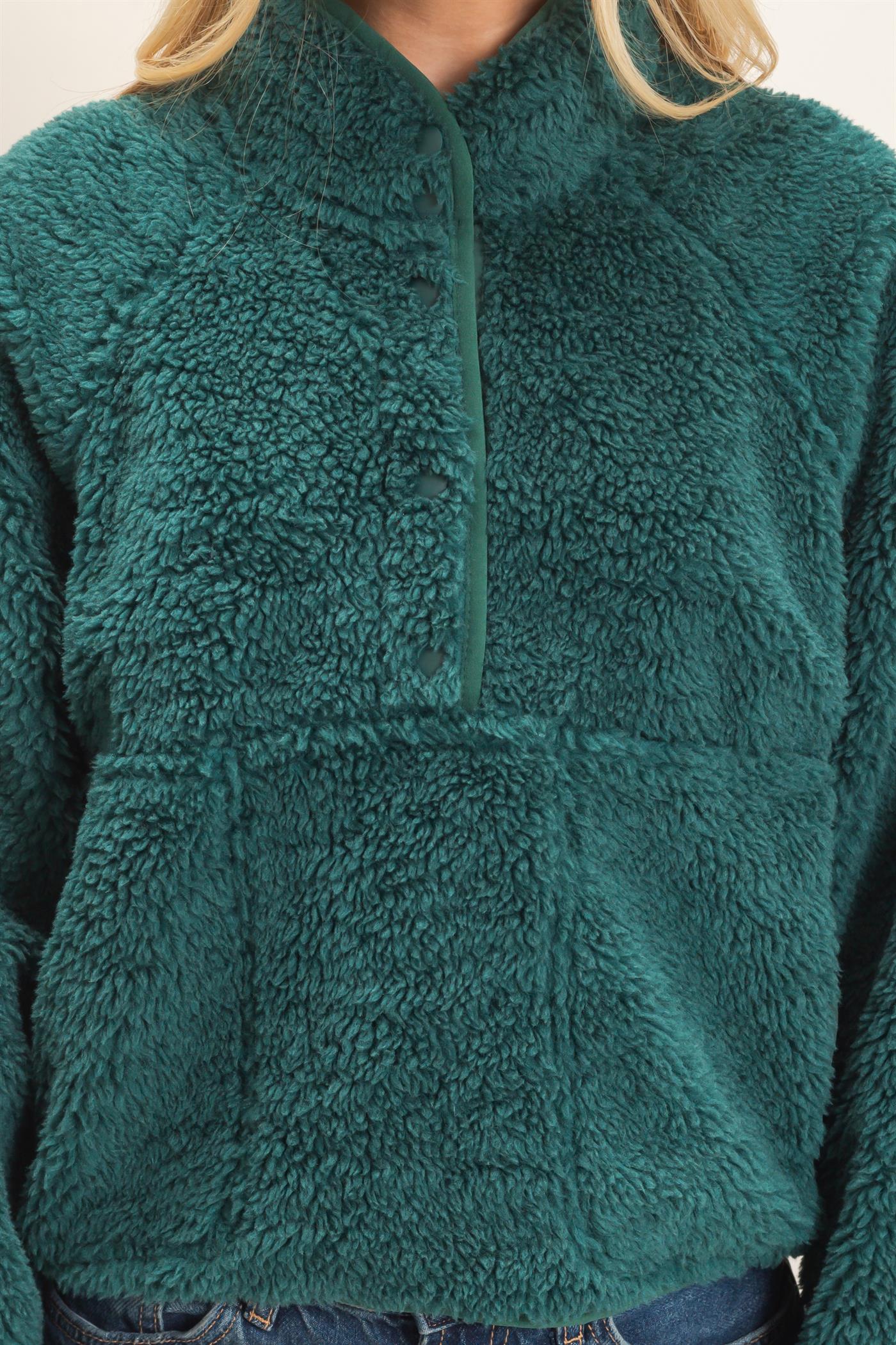 Wholesale Half-Zip Sherpa Jacket Sweatshirts HF26F130-D GREEN HYFVE