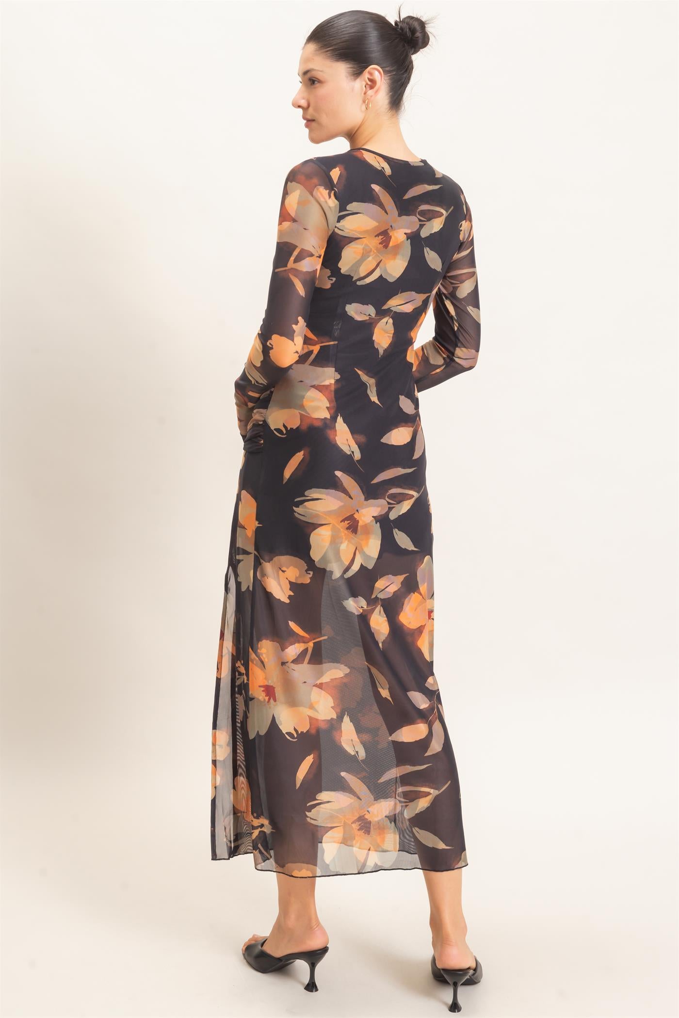 Wholesale Floral Mesh Knit Dress Dresses HF26E307 BLACK HYFVE