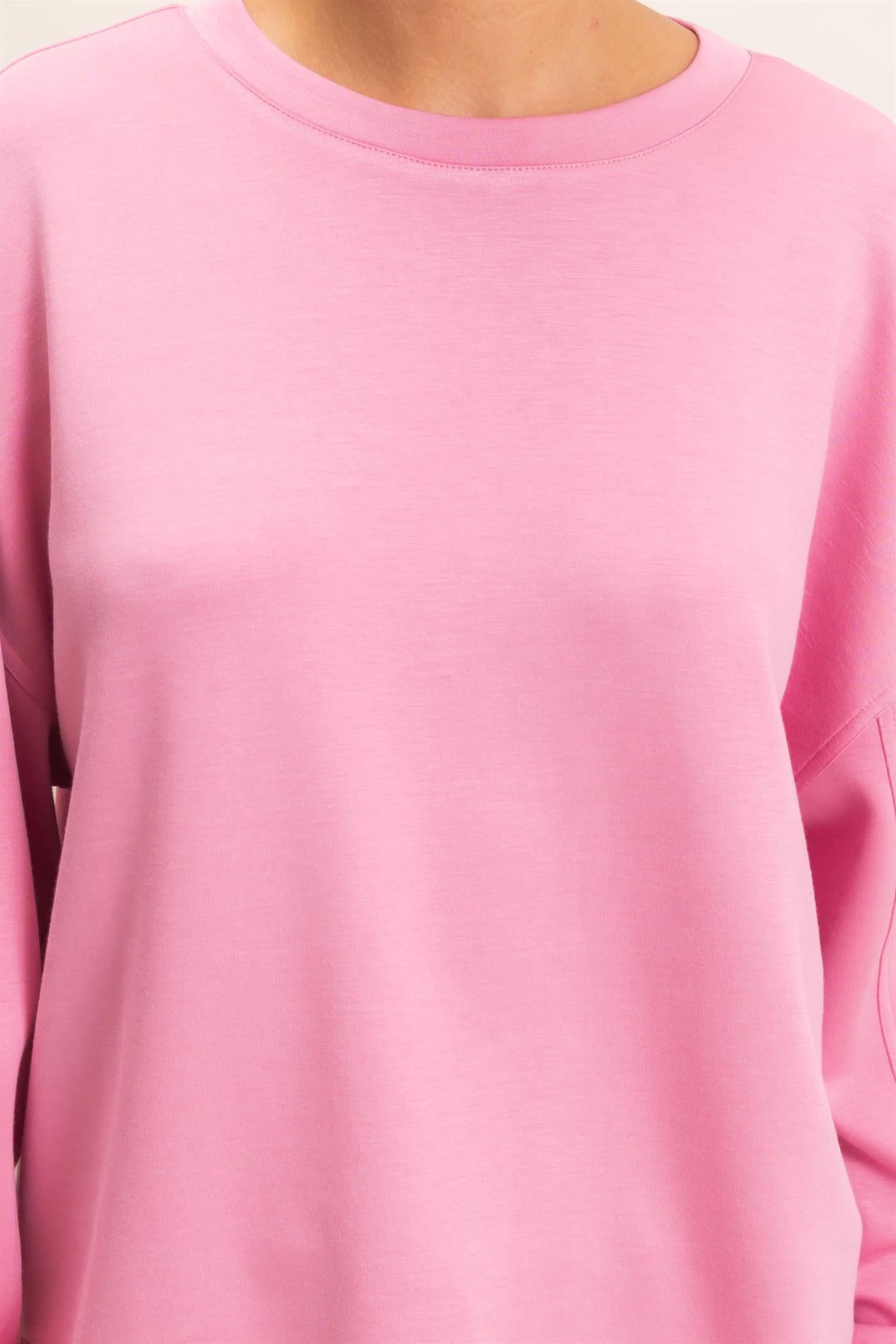 Wholesale Oversized Crew Neck Top Sweatshirts DZ26E388 PINK DOUBLE ZERO